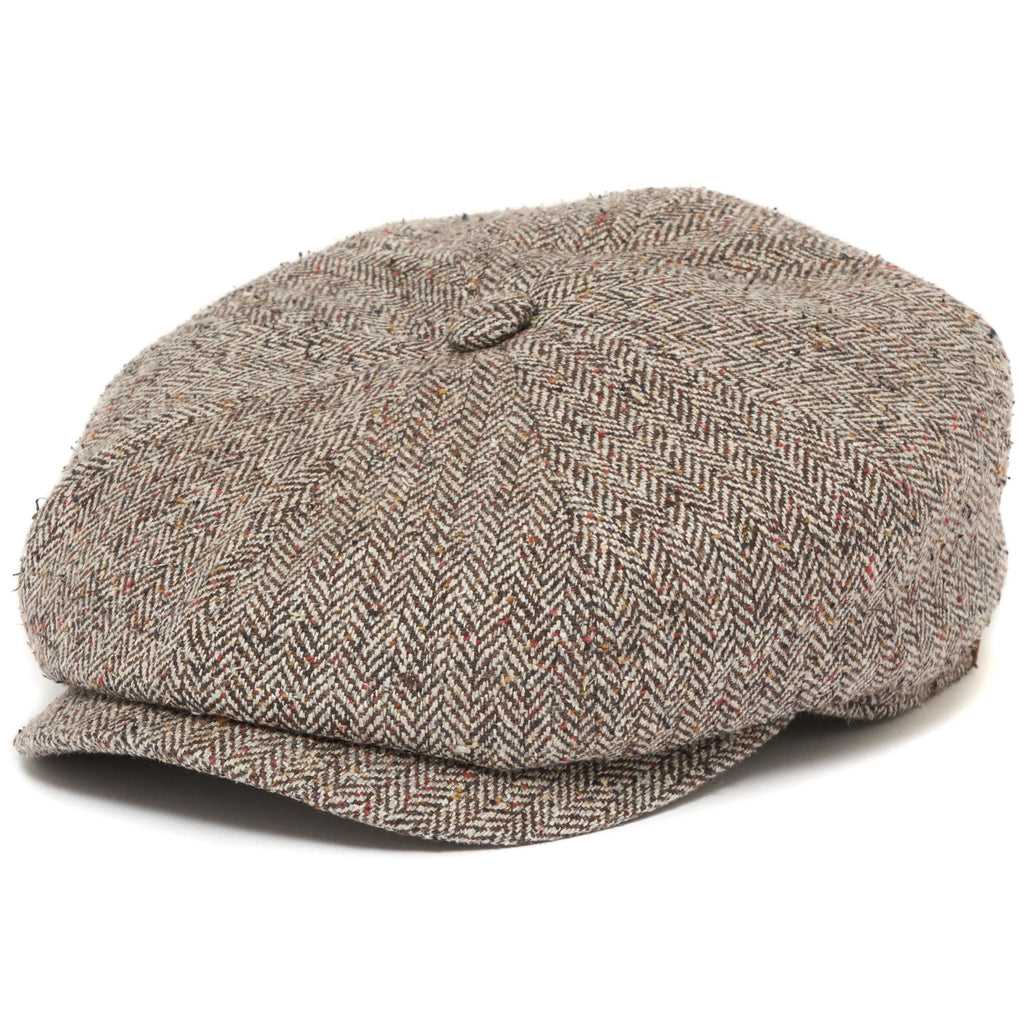 Stetson Hats Hatteras Silk Newsboy Cap- Brown