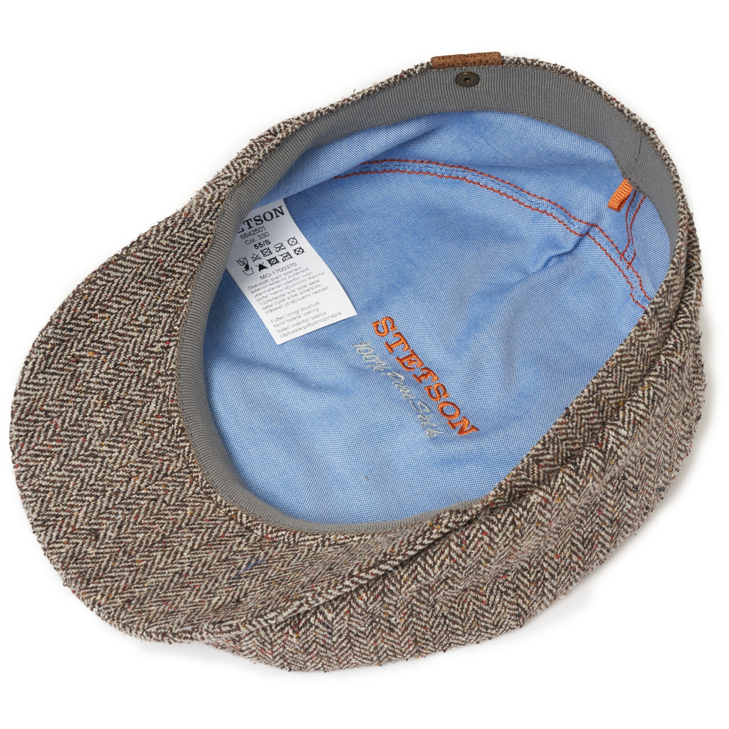 Stetson Hats Hatteras Silk Newsboy Cap- Brown