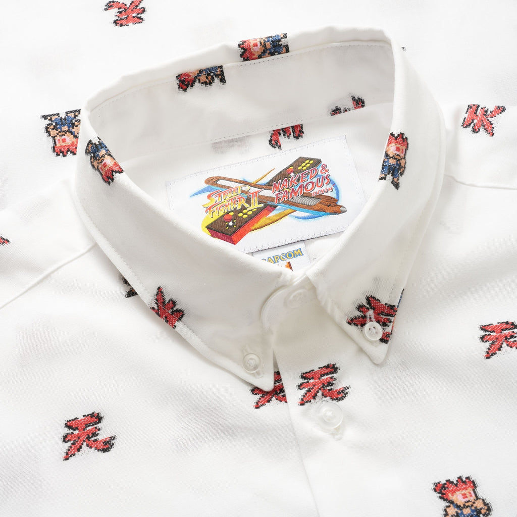 Naked & Famous x Street Fighter™ 2 White Akuma + Heaven Jacquard Shirt