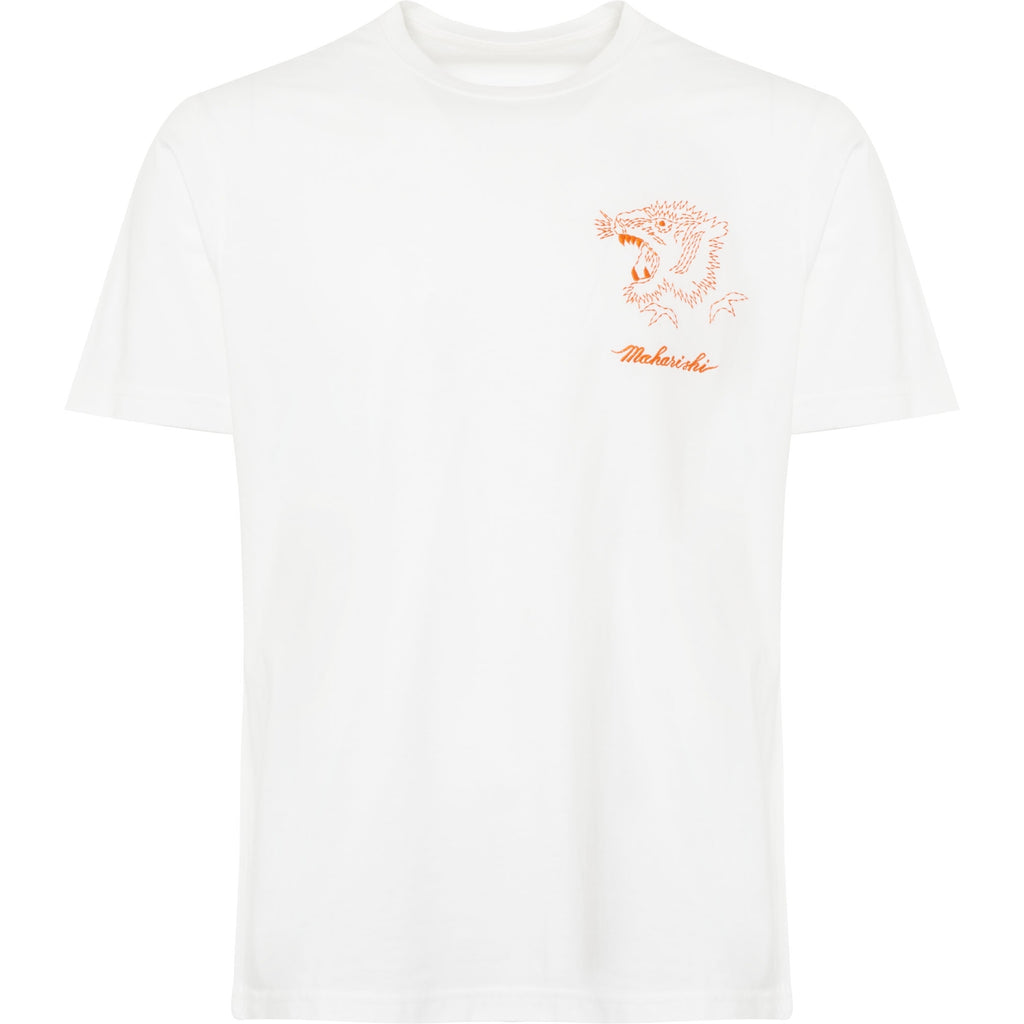 Maharishi White Tiger Stencil T-Shirt