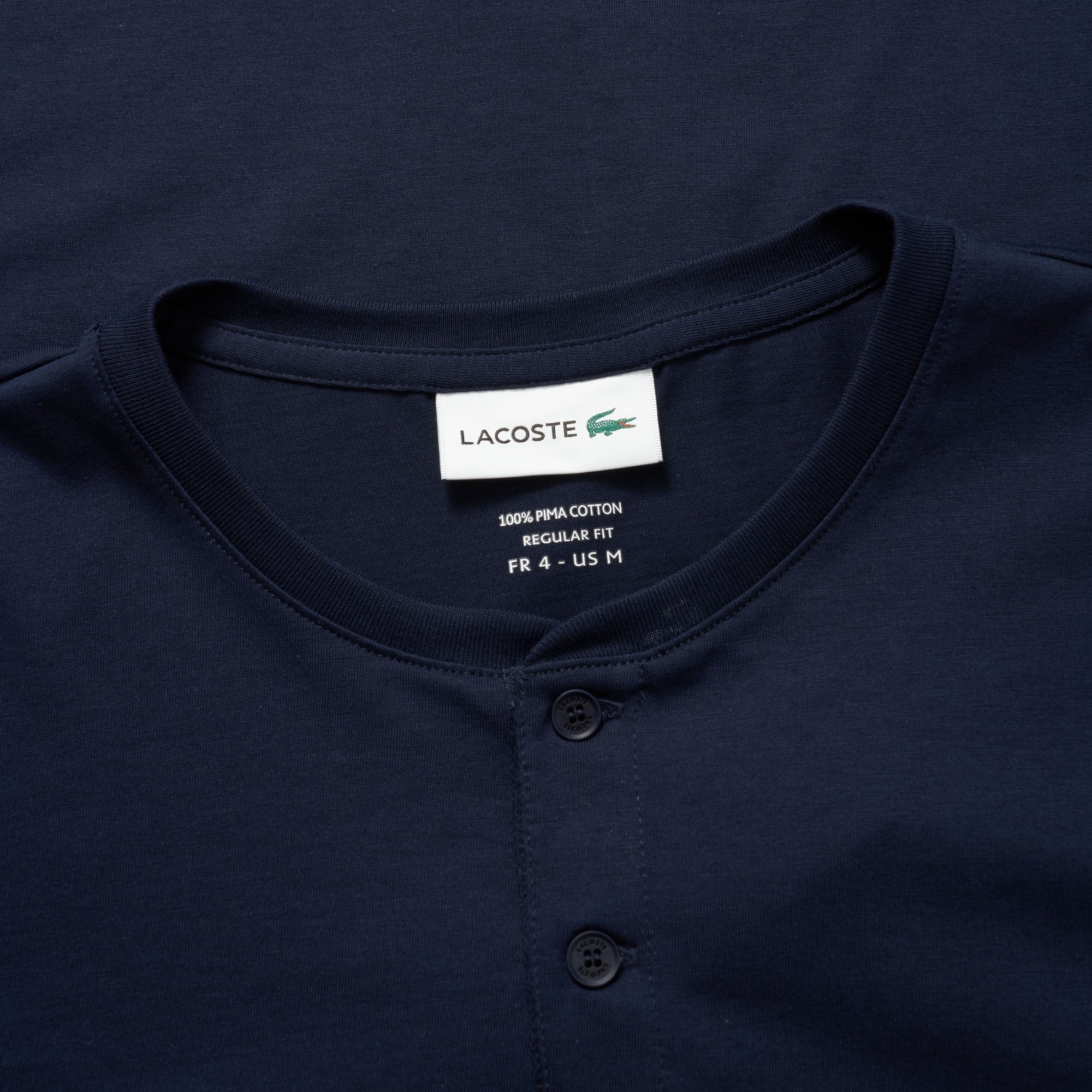 Lacoste Marine Henley Neck Pima Cotton Jersey