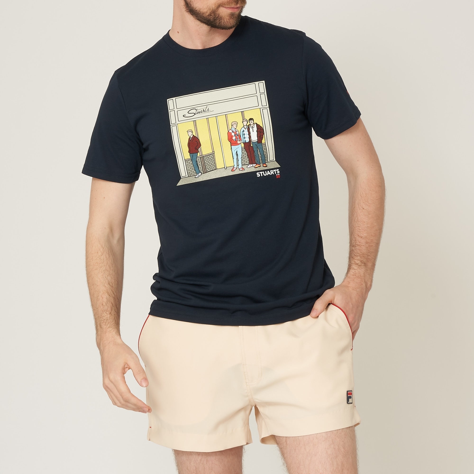 Stuarts x 80's Casuals Navy 80s Casuals X Stuarts 50th Anniversary T-Shirt