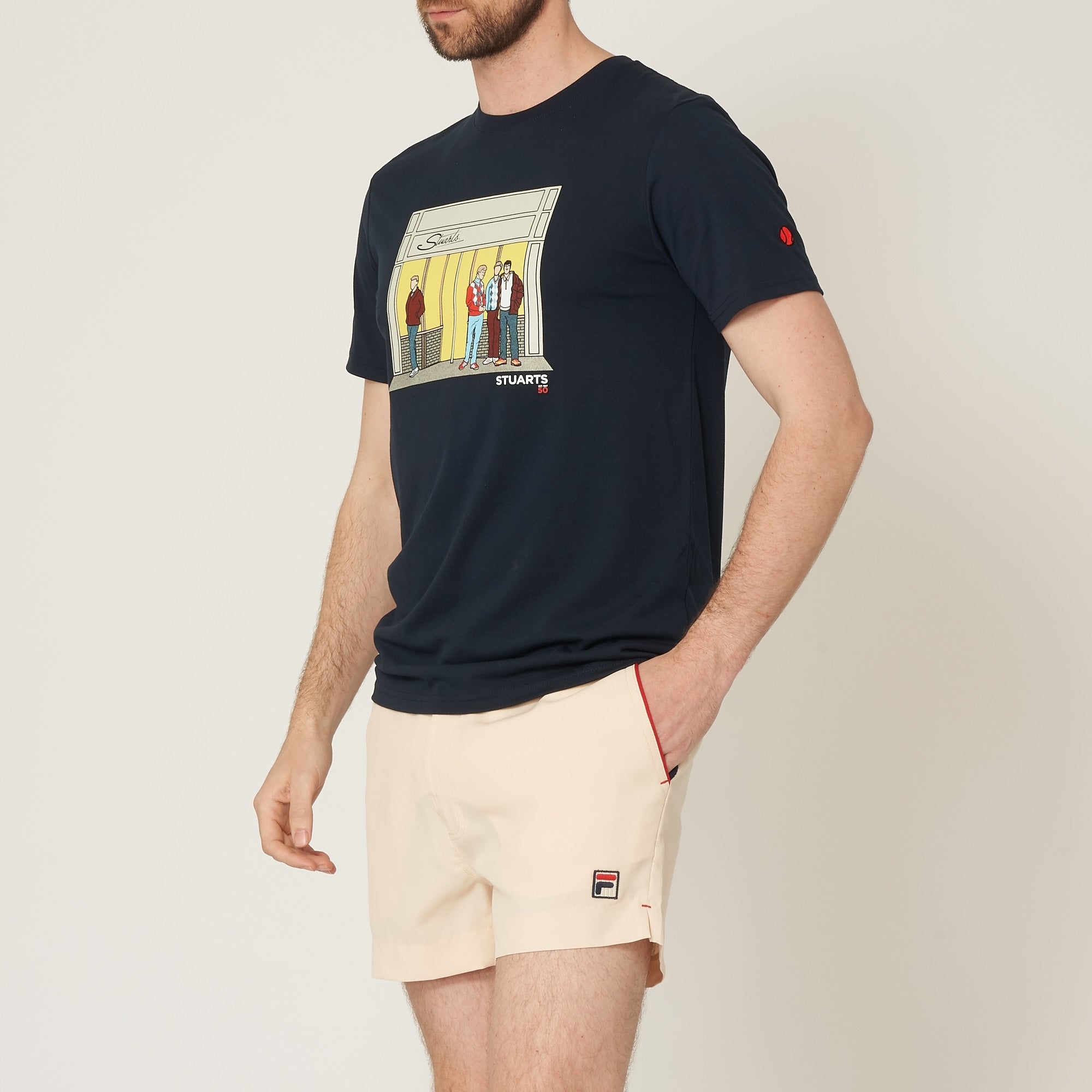 Stuarts x 80's Casuals Navy 80s Casuals X Stuarts 50th Anniversary T-Shirt