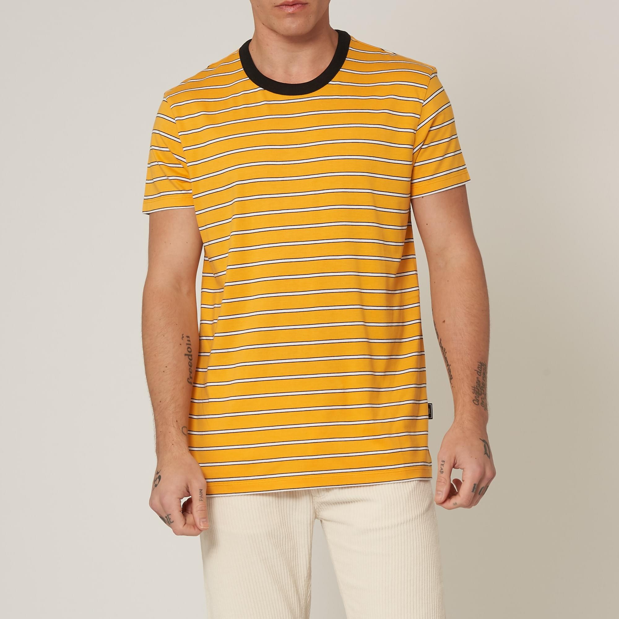 AMI Striped Short Sleeves T-Shirt - Jaune