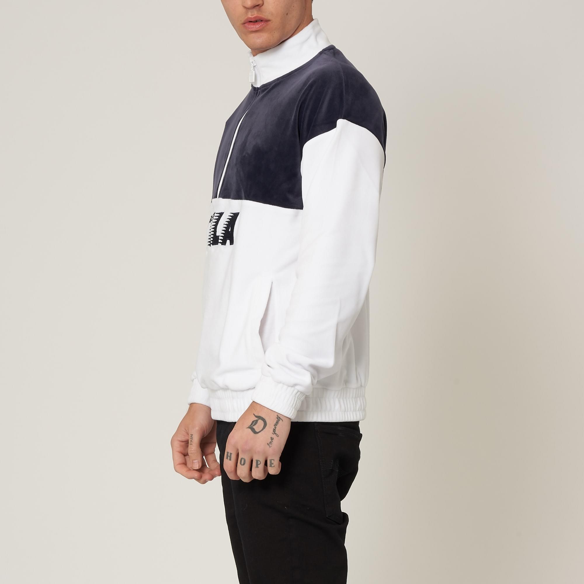 Fila Vintage White & Peacoat Easton Velour Half Zip Pullover