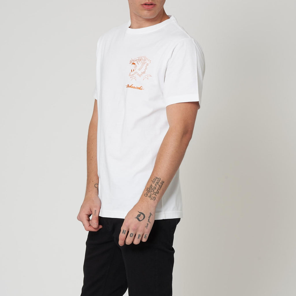 Maharishi White Tiger Stencil T-Shirt