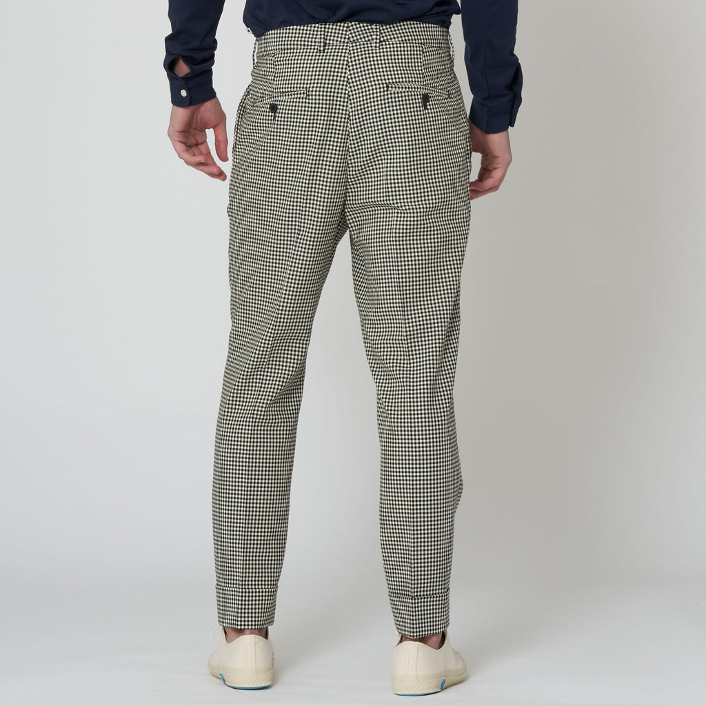Houndstooth Pleated Carrot Fit Trousers