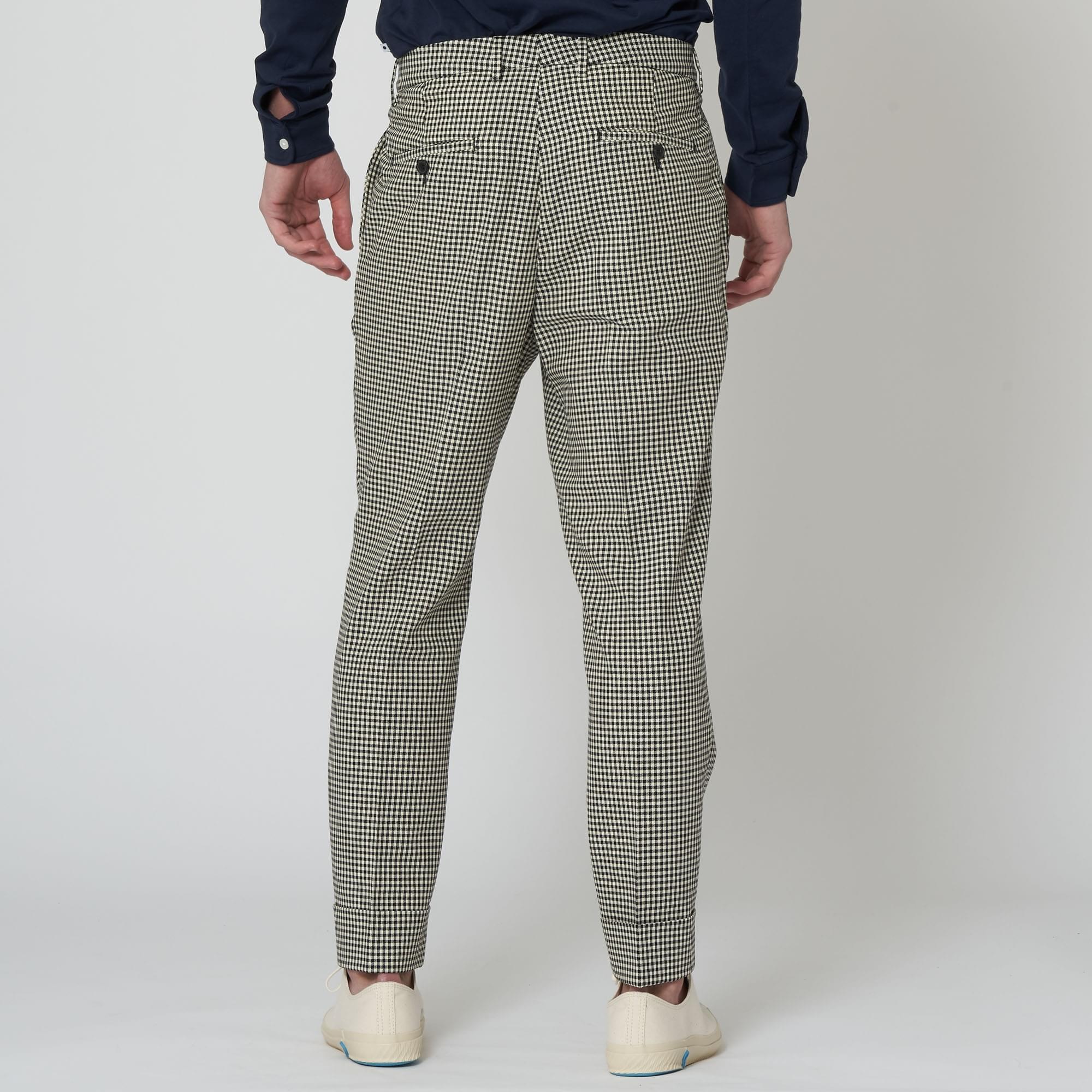 Houndstooth Pleated Carrot Fit Trousers