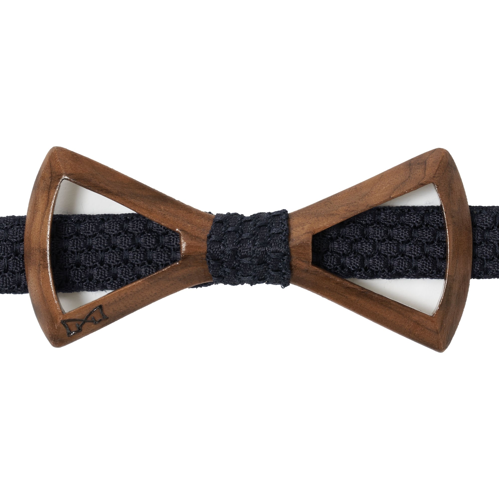 Marzullo Navy Silk Wooden Bow Tie