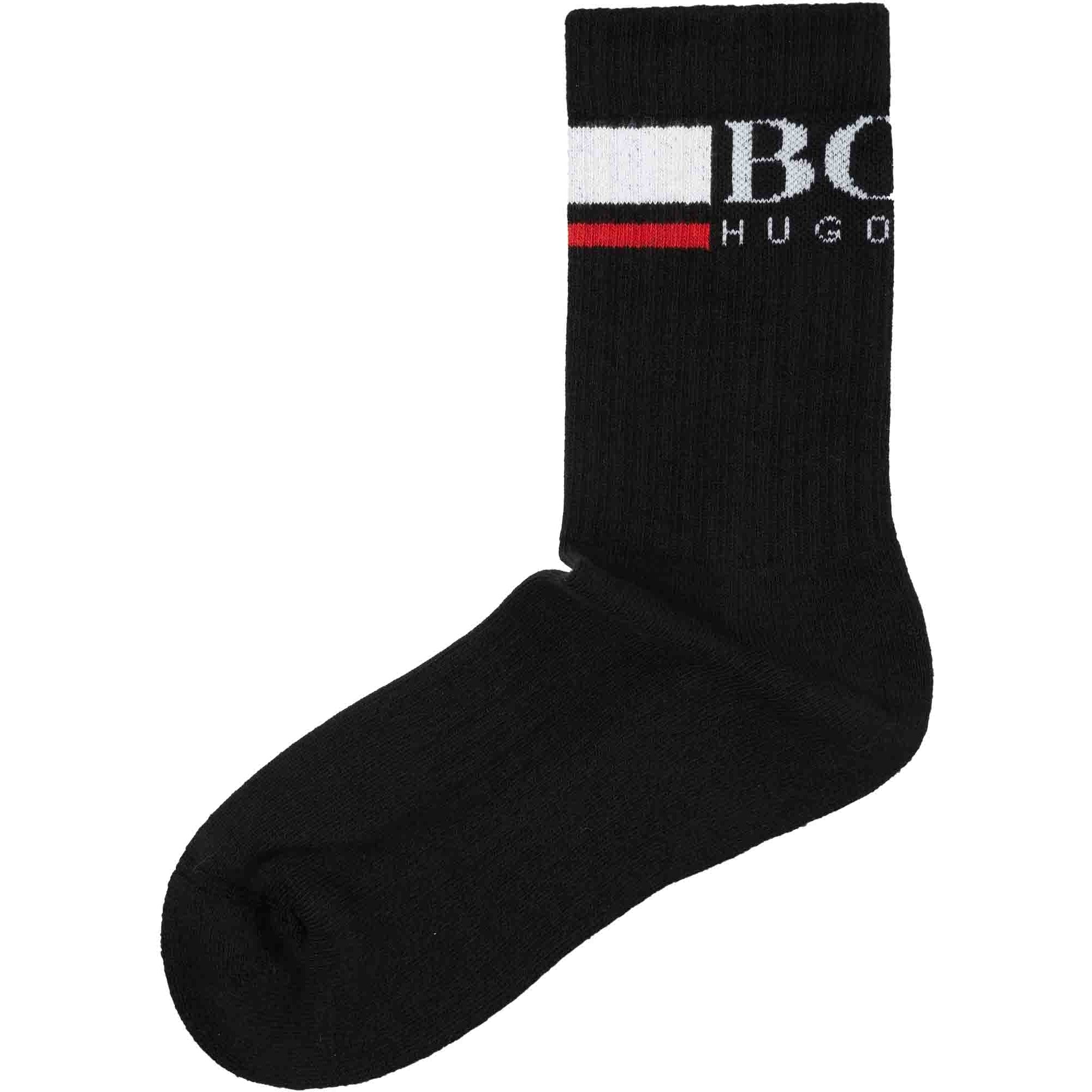 Boss Black Ribbed Logo Sock