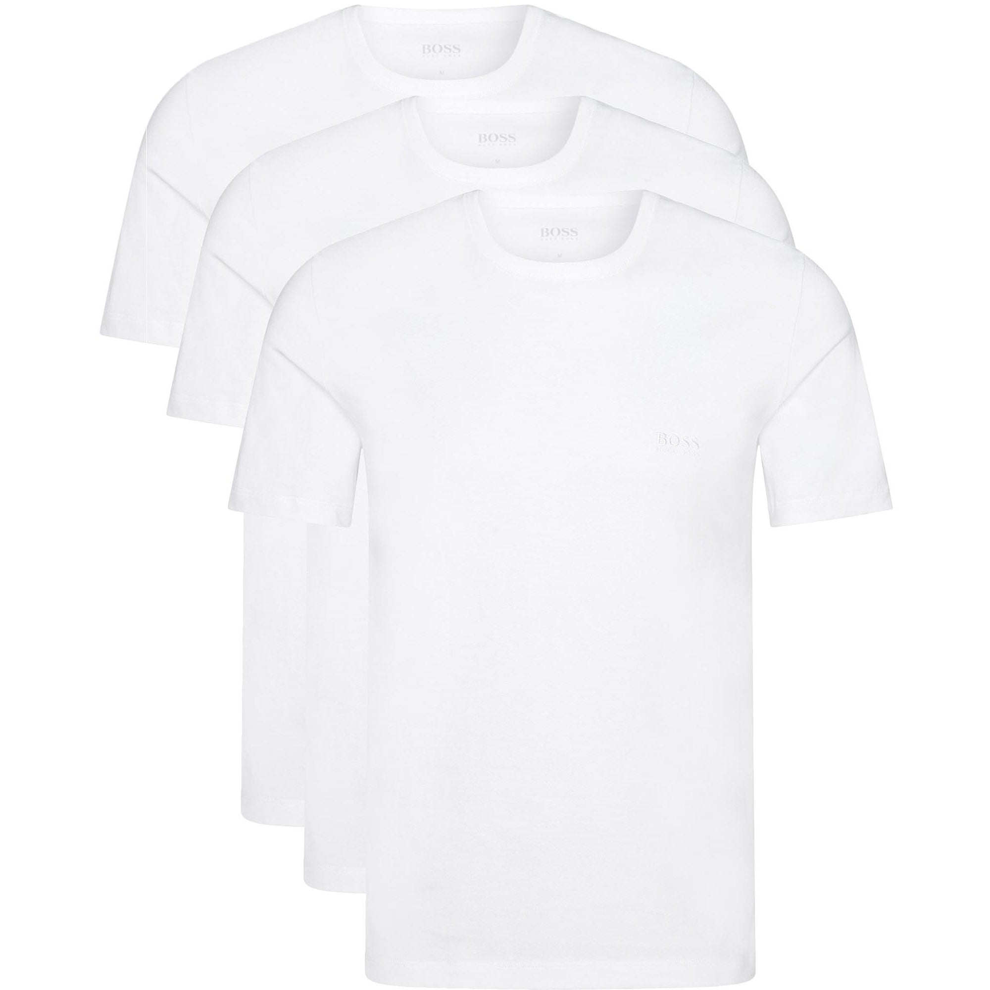 Boss Hugo Boss 3 Pack Crew Neck White Cotton T-Shirt 50325388