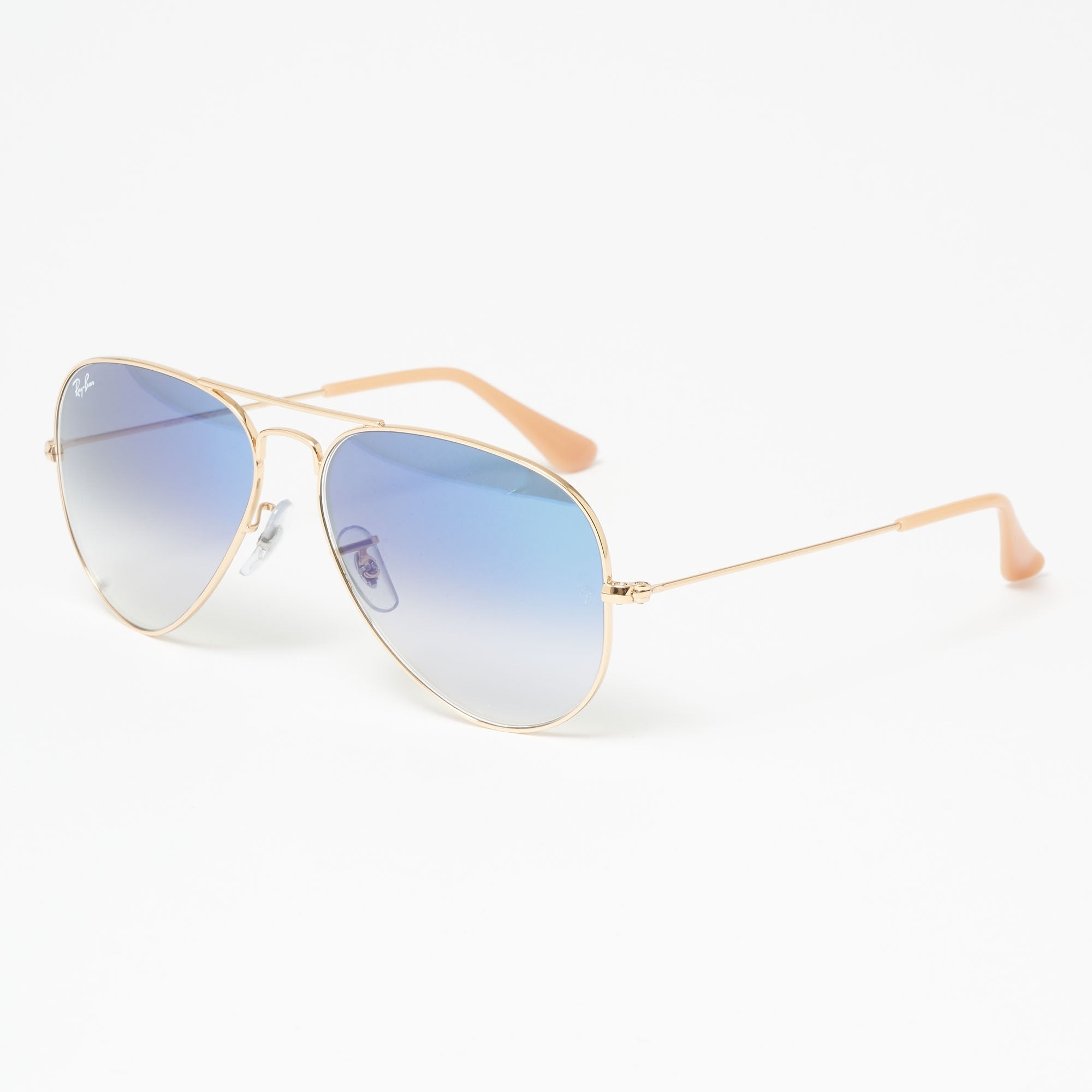 Ray Ban Gold Aviator Gradient Sunglasses - Light Blue Gradient Lenses
