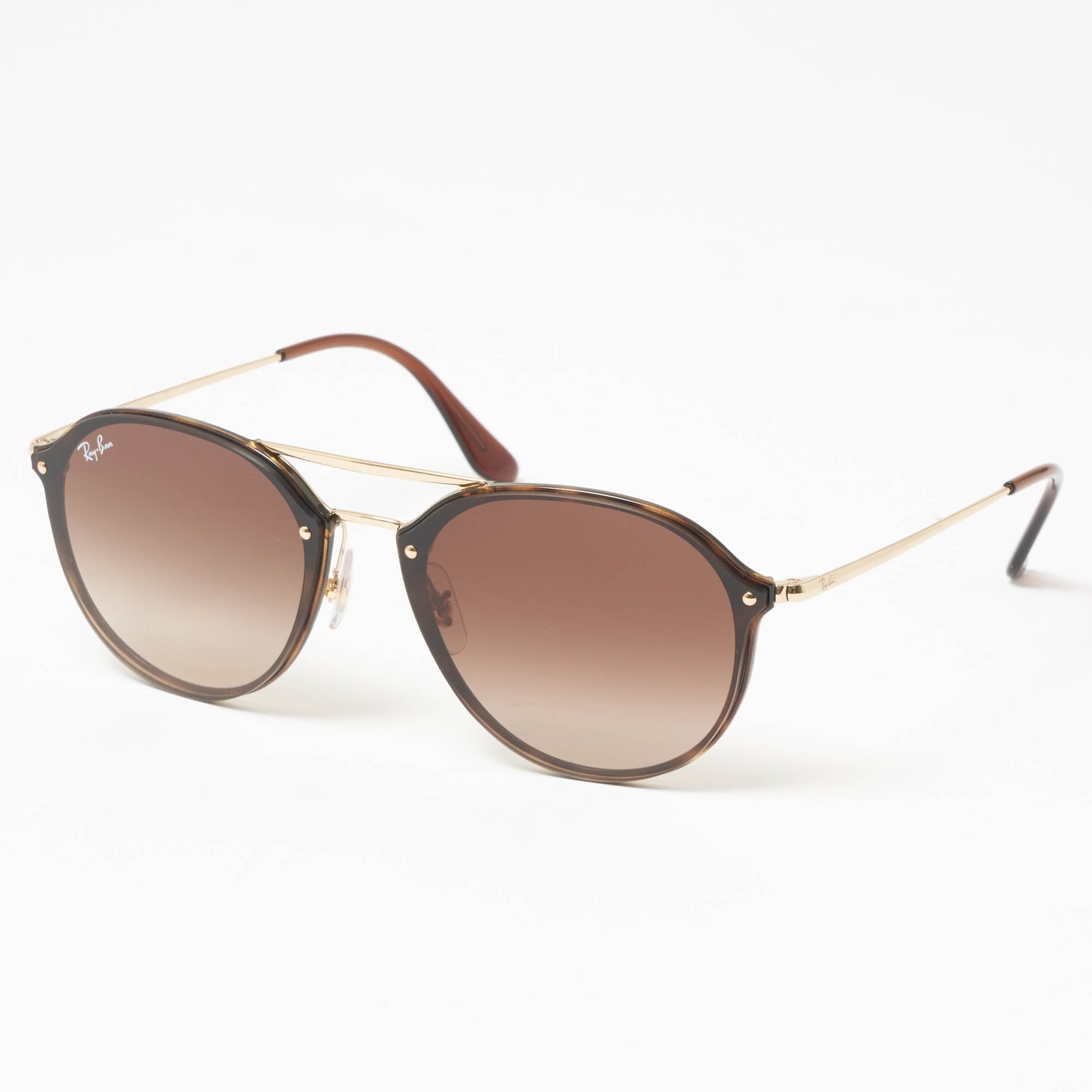 Ray Ban Gold Blaze Double Bridge Sunglasses - Brown Gradient Lenses