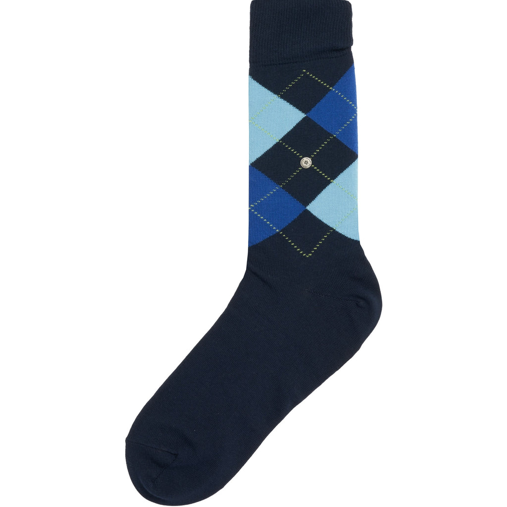 Navy Argyle King Socks
