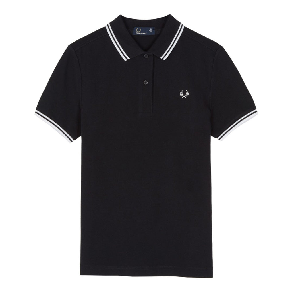 Fred Perry Womens Twin Tip Polo Shirt - Black & White