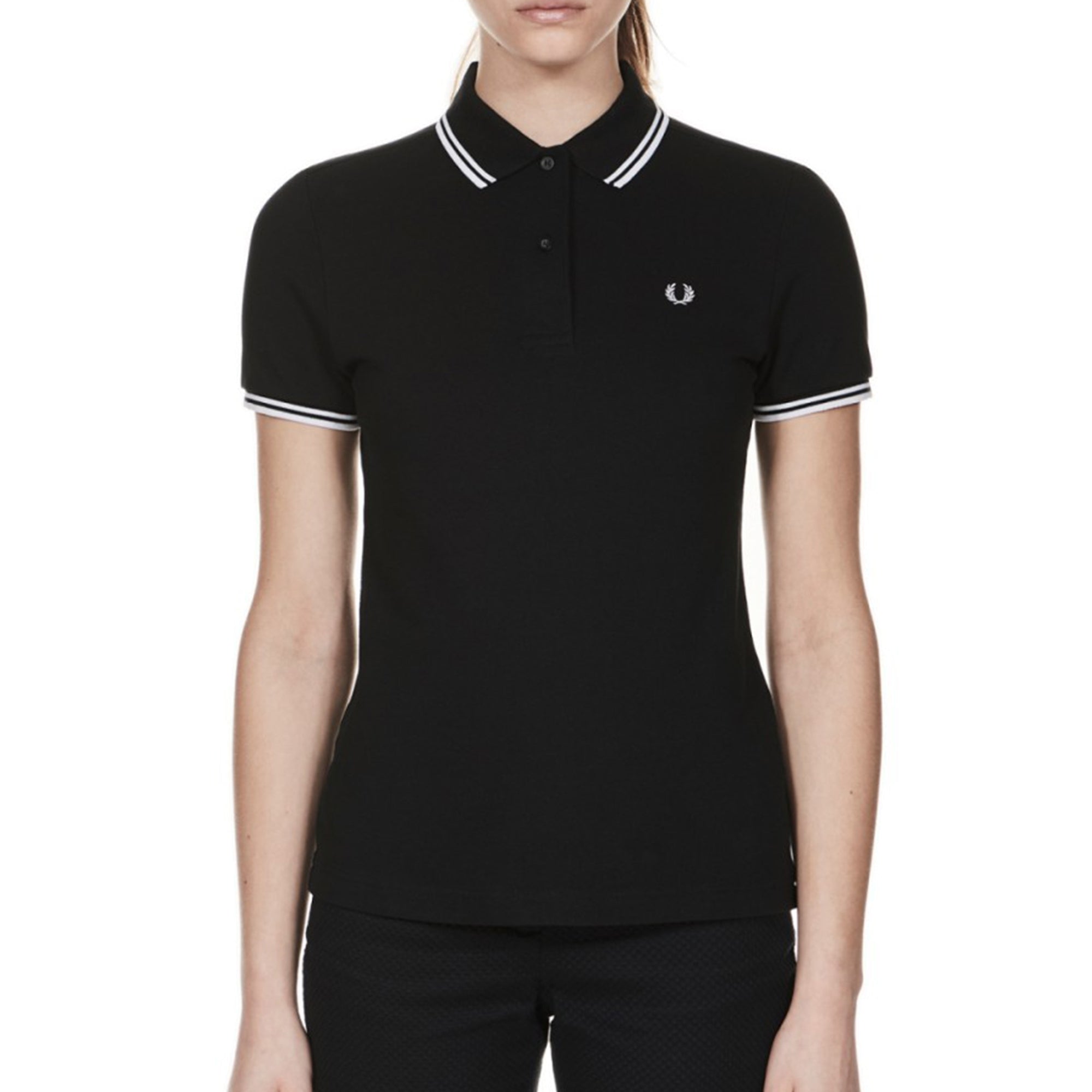 Fred Perry Womens Twin Tip Polo Shirt - Black & White