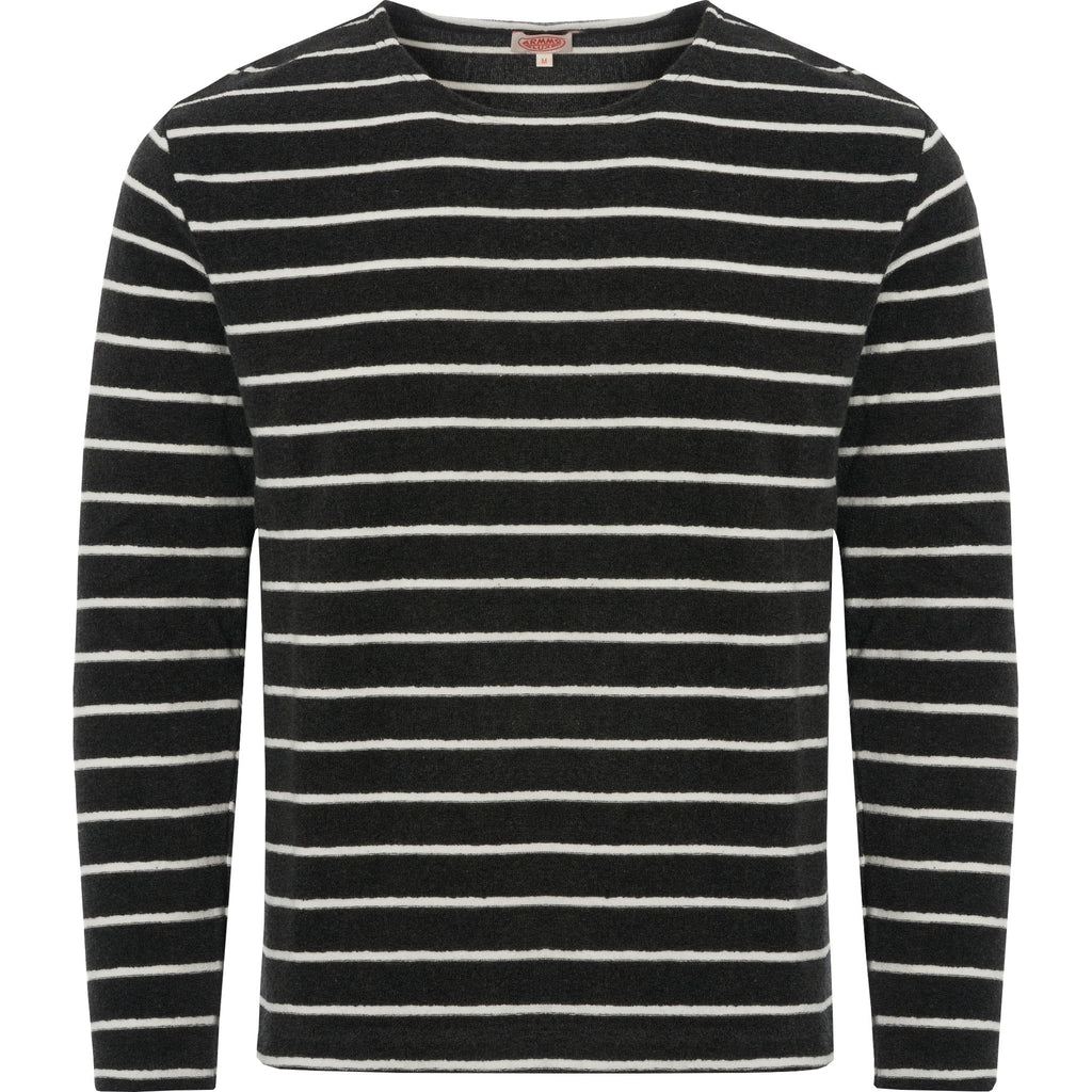 Armor Lux Mariniere Heritage Towelling Sweatshirt - Ebony & Milk