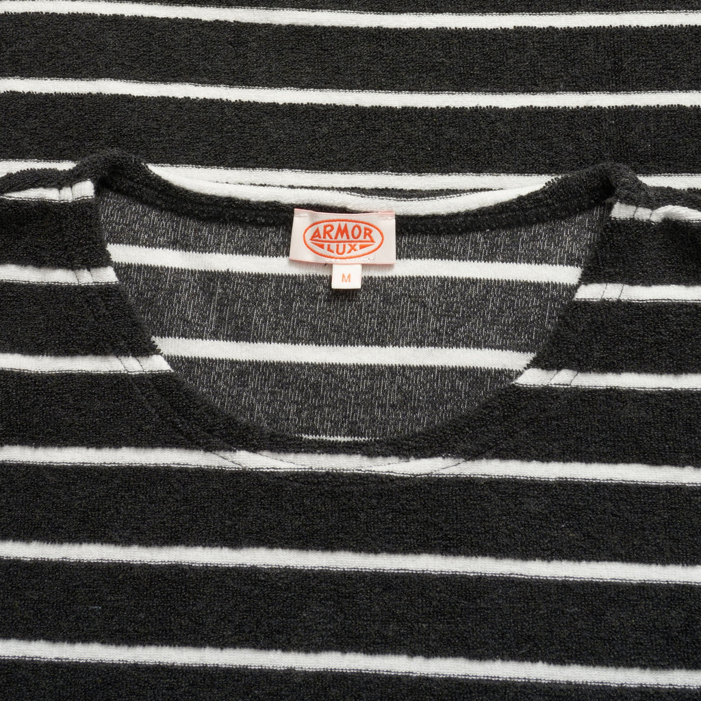 Armor Lux Mariniere Heritage Towelling Sweatshirt - Ebony & Milk