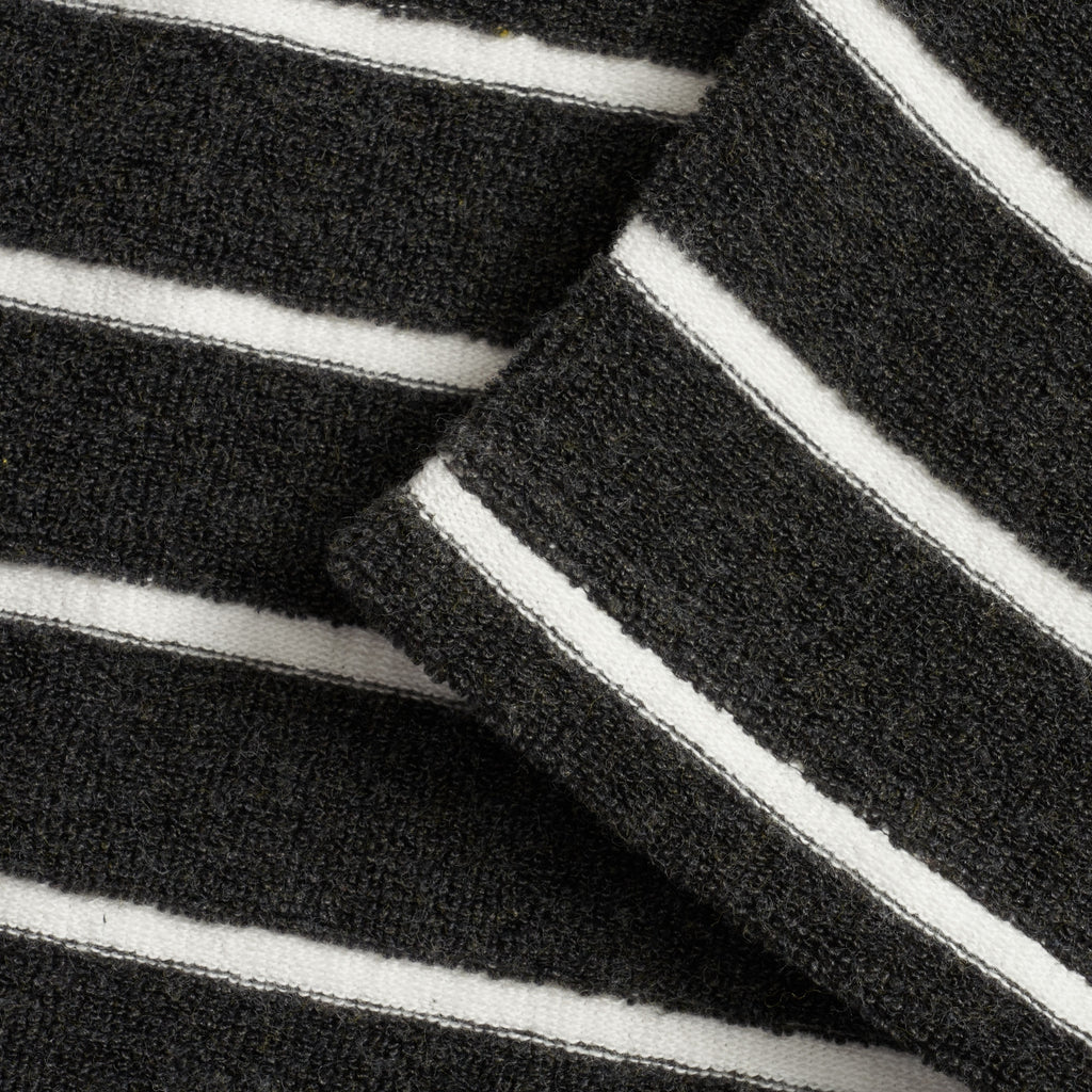 Armor Lux Mariniere Heritage Towelling Sweatshirt - Ebony & Milk
