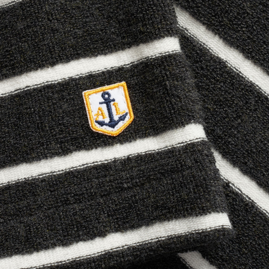 Armor Lux Mariniere Heritage Towelling Sweatshirt - Ebony & Milk