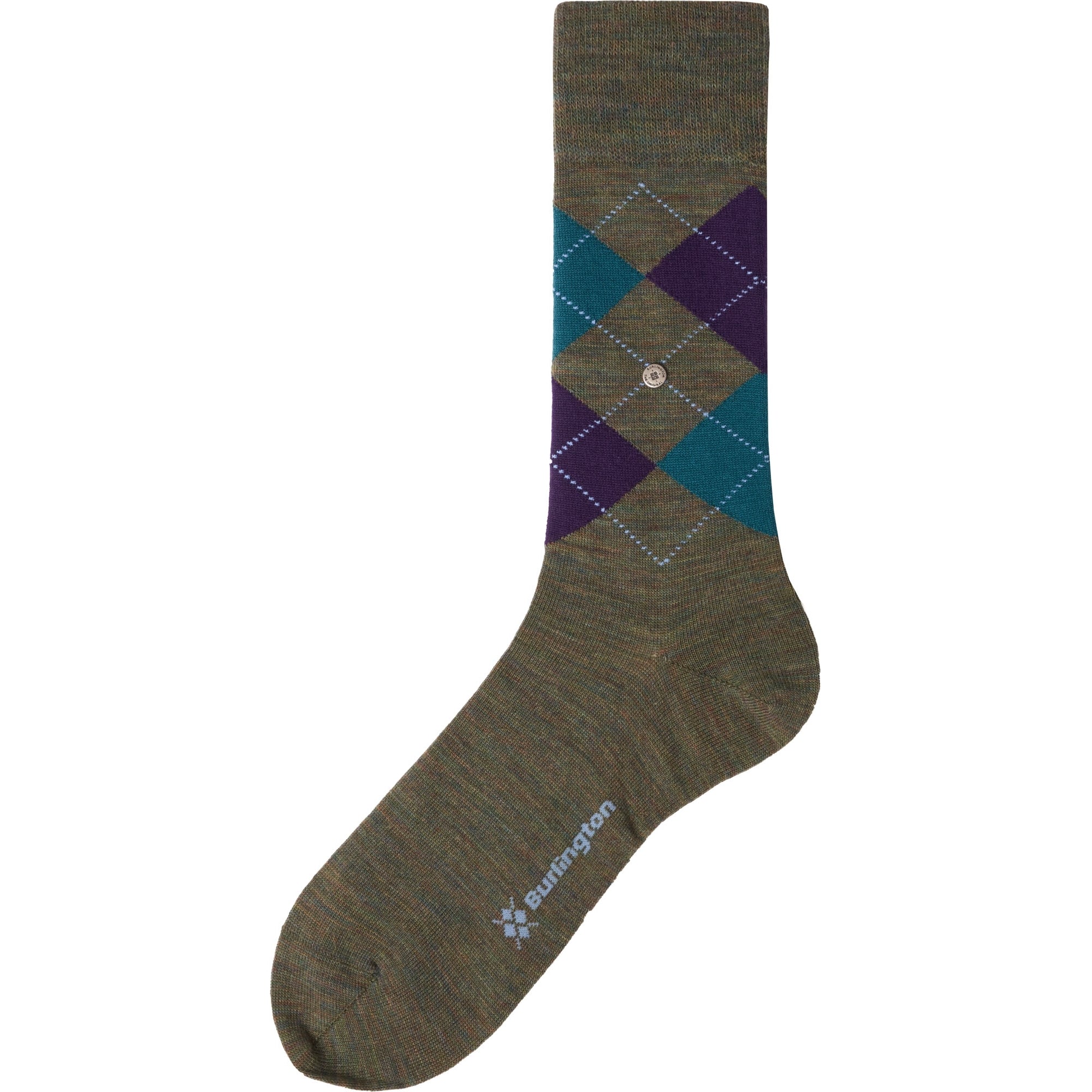 Burlington Socks Melange Edinburgh Socks - Green & Purple