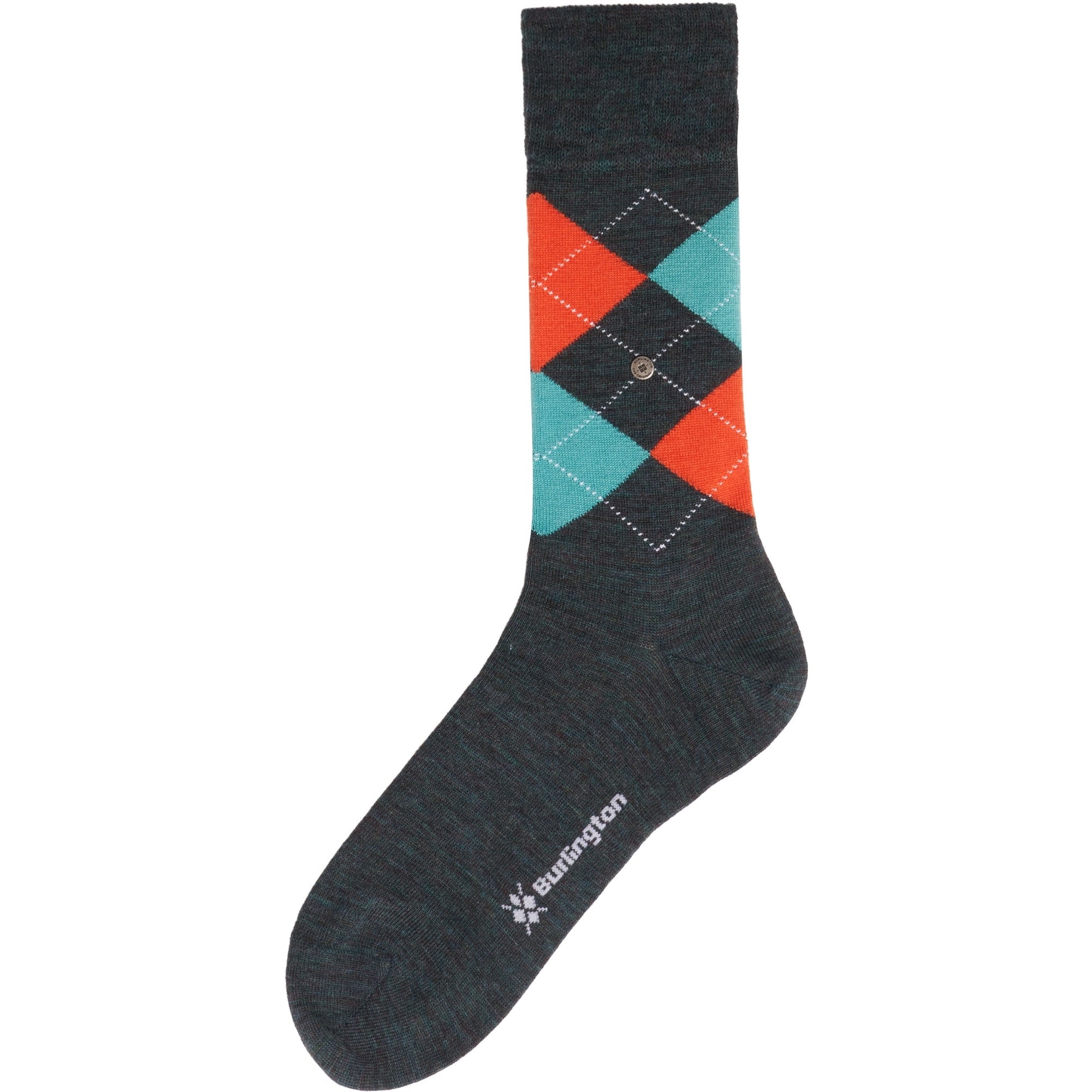 Burlington Socks Melange Edinburgh Socks - Aqua & Orange