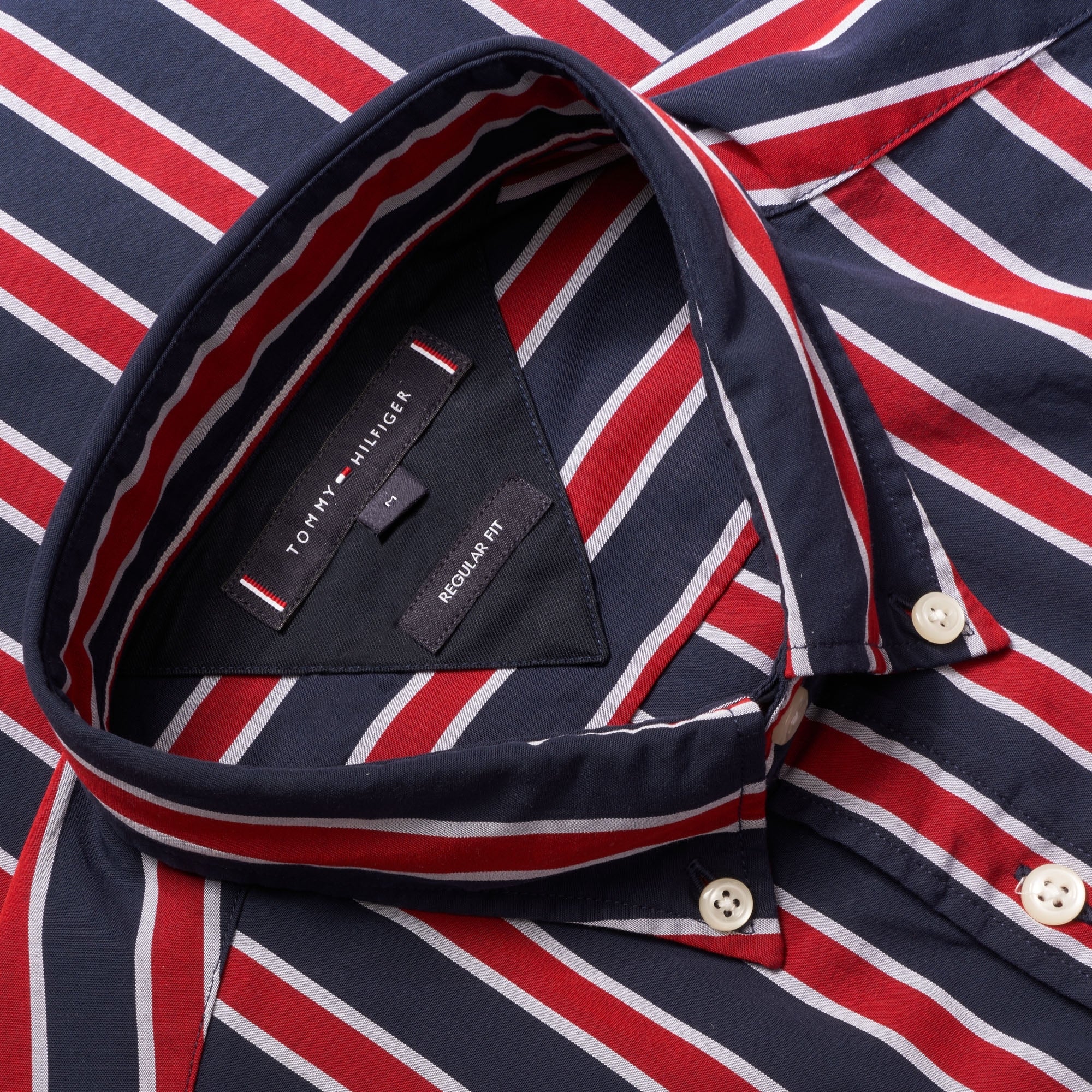 Tommy Hilfiger Regimental Stripe Shirt - Haute Red & Black Iris