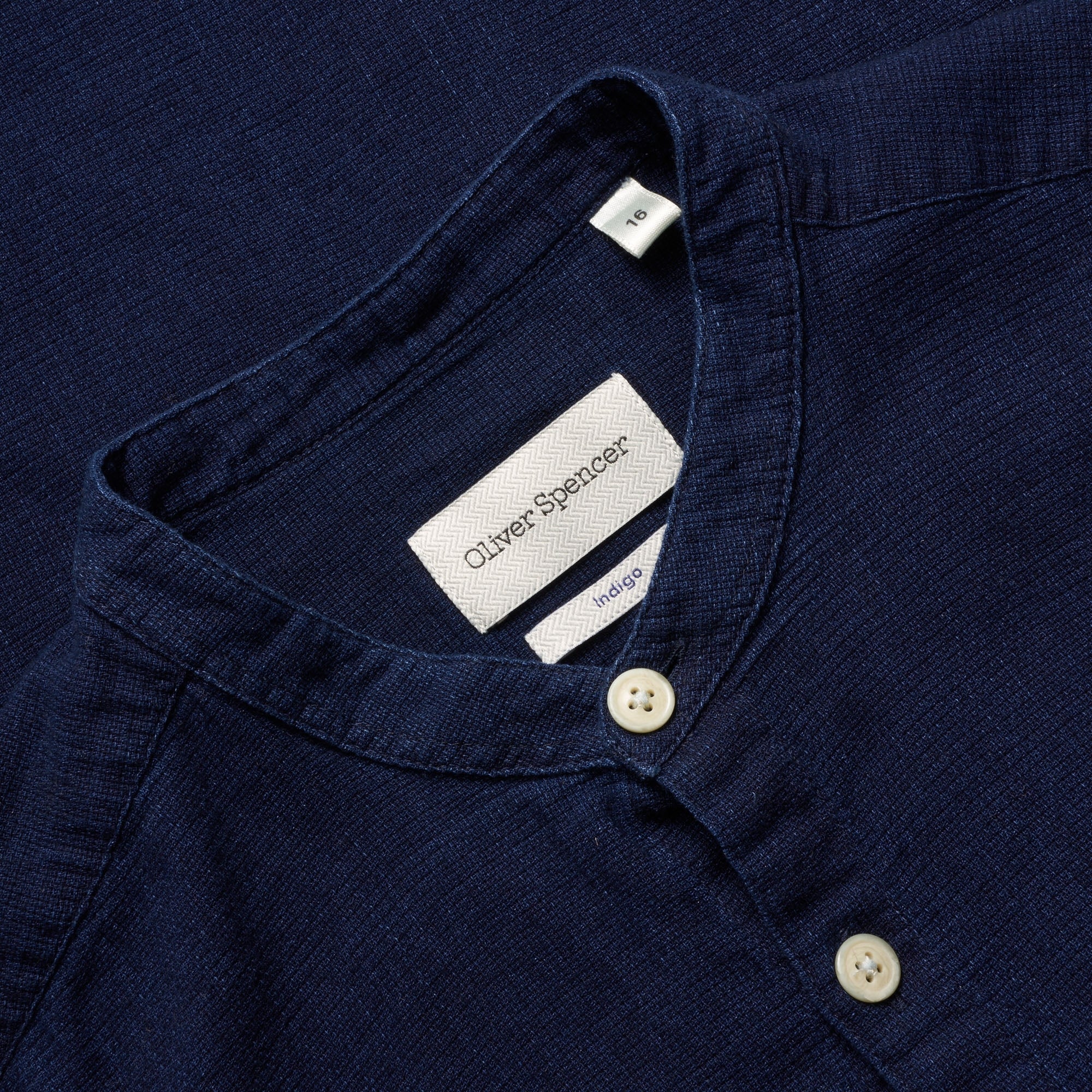 Oliver Spencer Grandad Shirt - Kildale Indigo Rinse