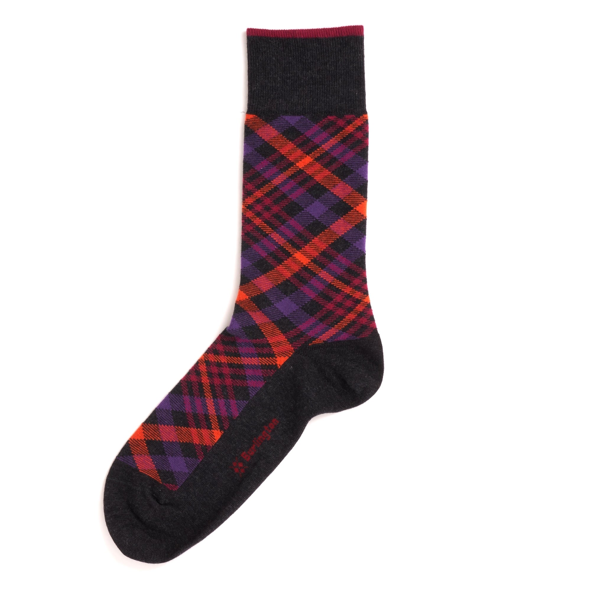 Burlington Socks Cadogan Tartan Socks - Orange & Purple