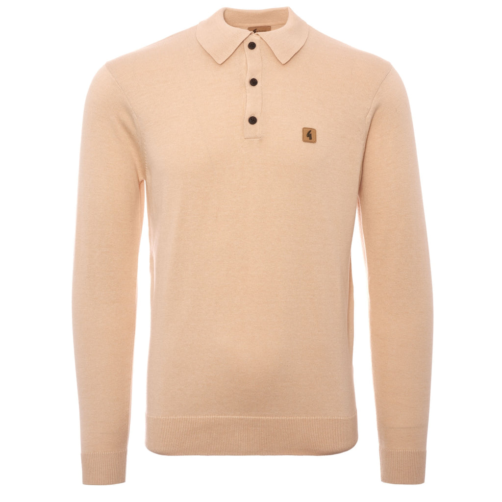 Gabicci Vintage Francesco Knitted Polo Shirt - Oat