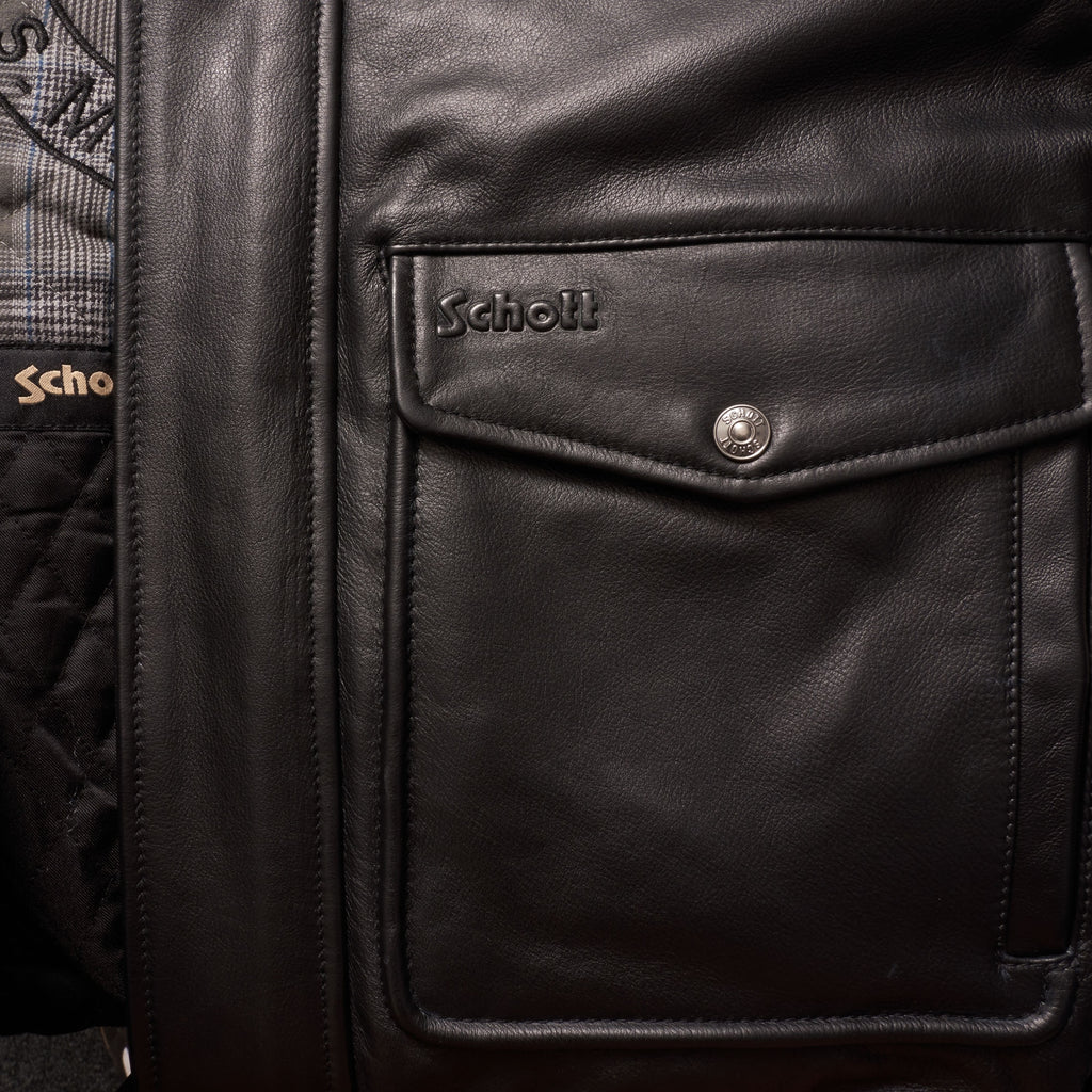Schott NYC LC5331X Leather Pilot Jacket - Antic Black