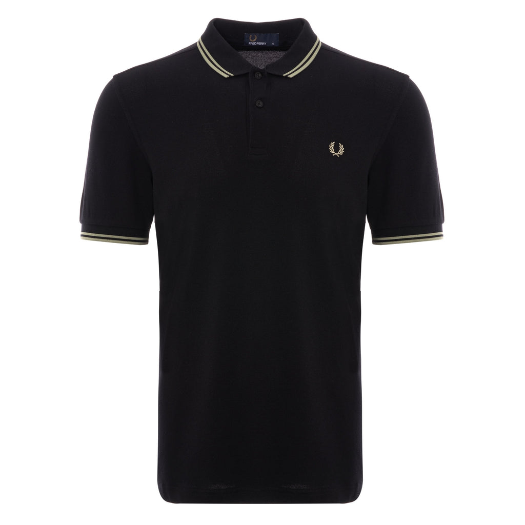 Fred Perry M3600 Twin Tipped Polo Shirt - Black & Olive