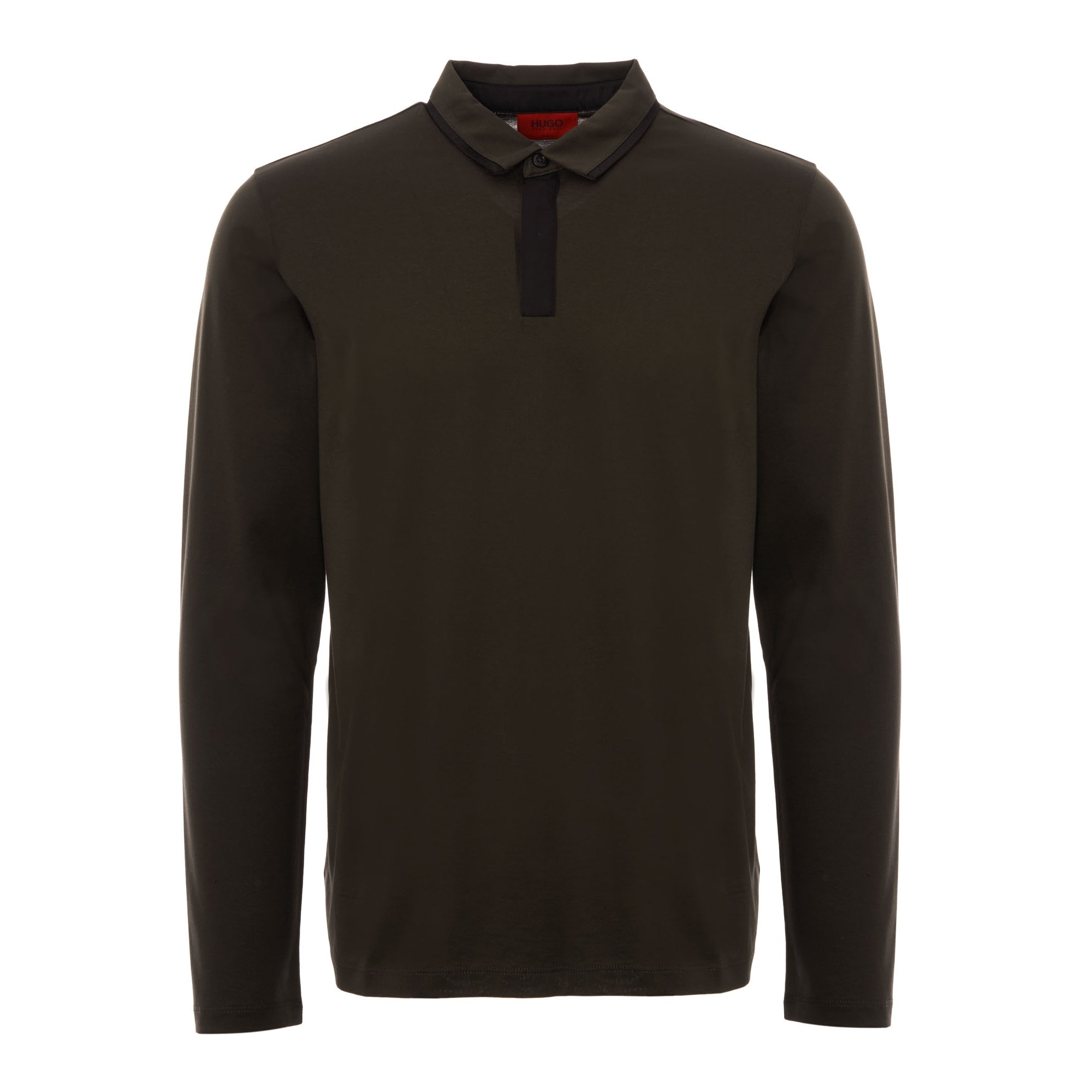 HUGO Dalander Long Sleeve Polo Shirt - Dark Green