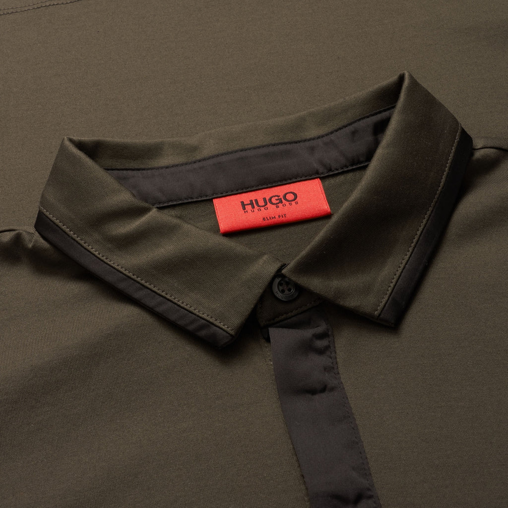 HUGO Dalander Long Sleeve Polo Shirt - Dark Green