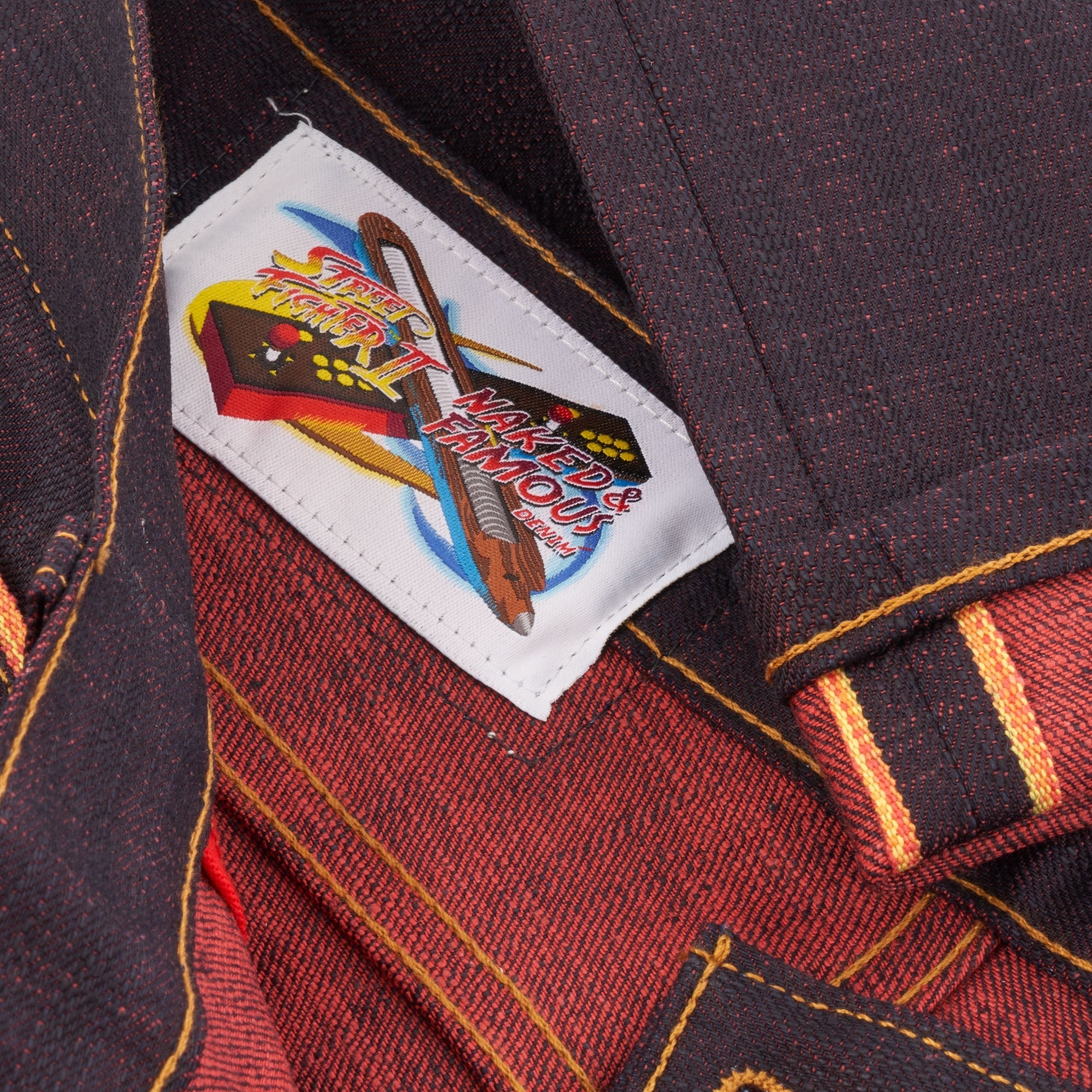 Naked & Famous x Street Fighter™ 2 Super Guy Ken Shoryuken Selvedge Denim - Indigo & Red