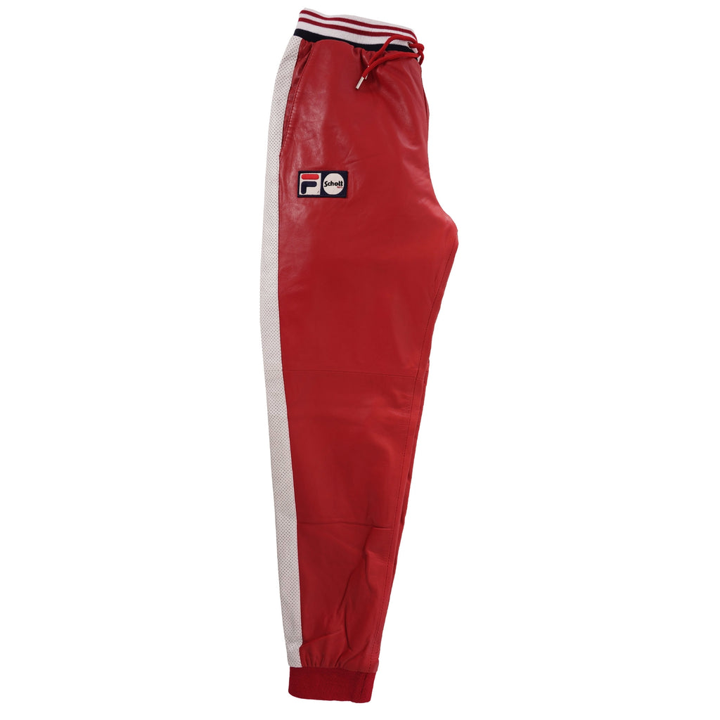 Fila x Schott NYC Luigi Leather Track Pants - Red