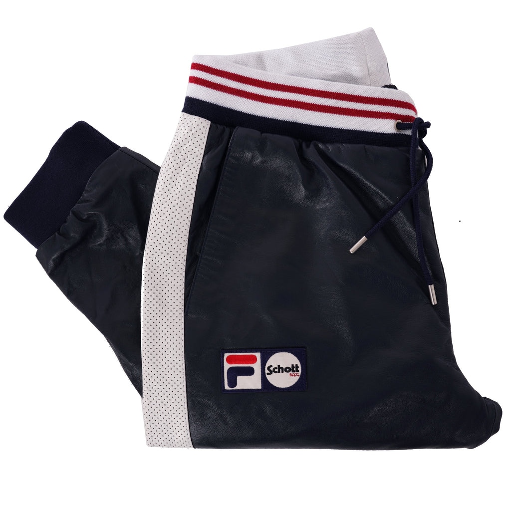 Fila x Schott NYC Luigi Leather Track Pants - Navy