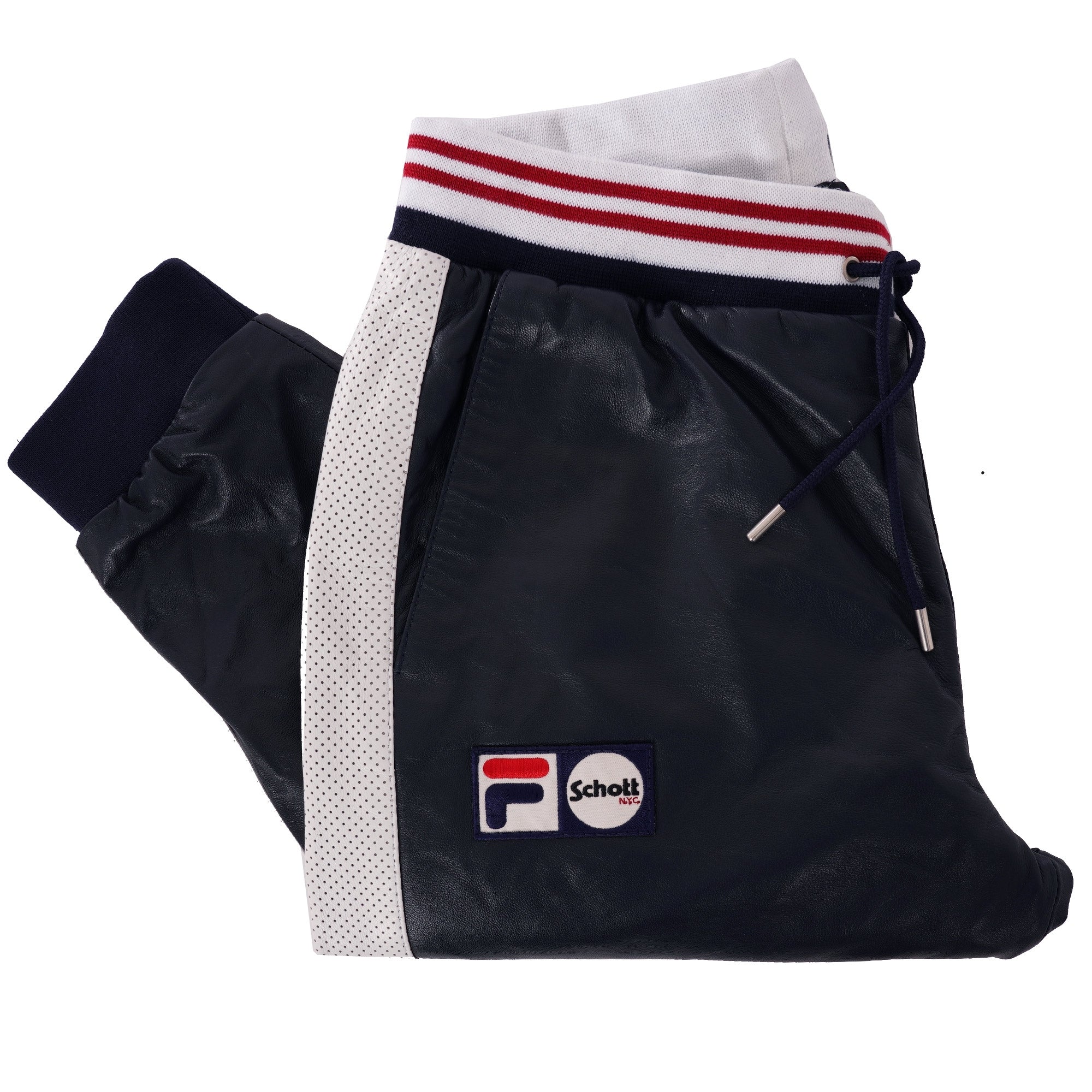 Fila x Schott NYC Luigi Leather Track Pants - Navy