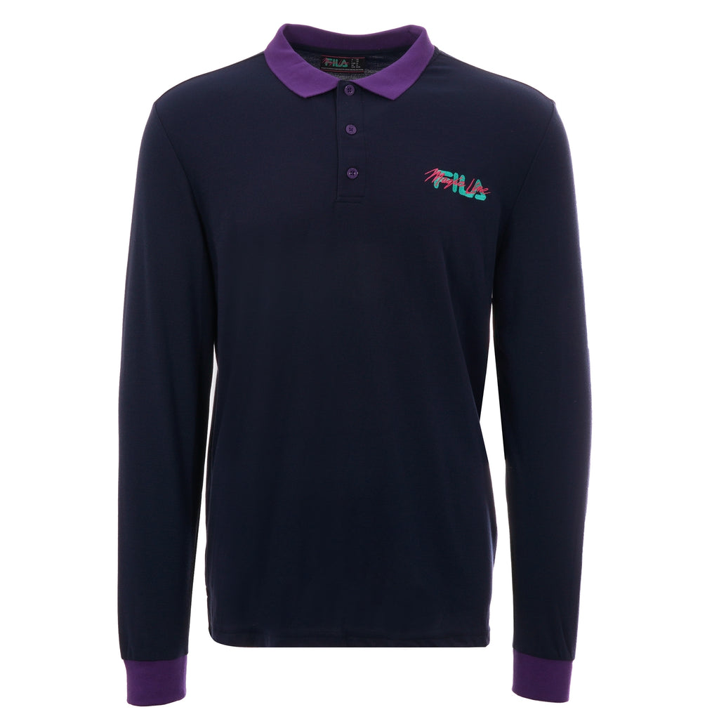 Fila Magic Line Makalu Long Sleeve Polo Shirt - Blue Night