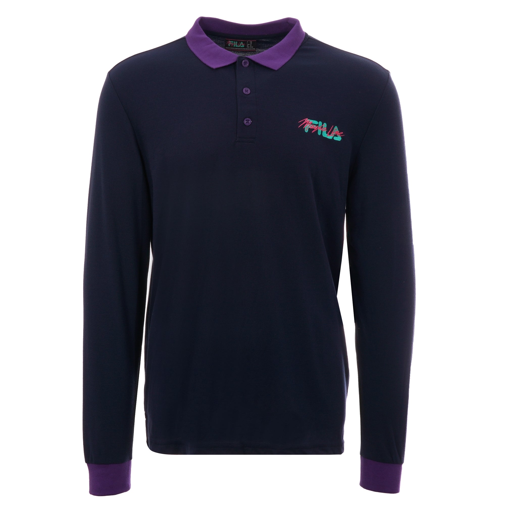 Fila Magic Line Makalu Long Sleeve Polo Shirt - Blue Night