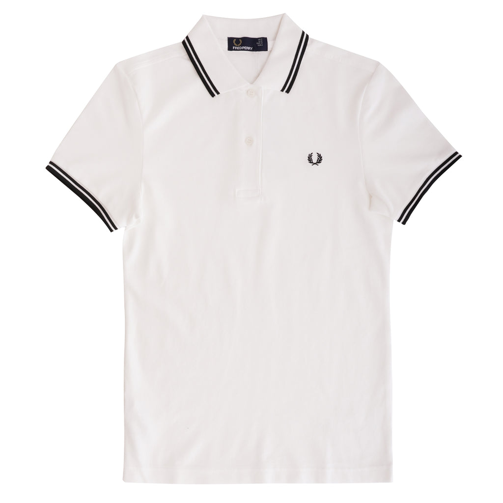 Fred Perry Womens Womens Twin Tip Polo Shirt - White & Black