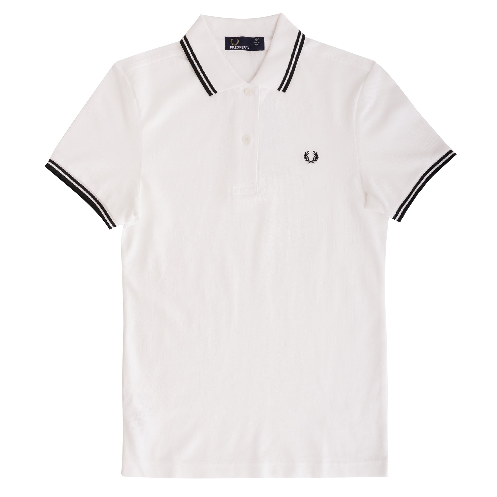 Fred Perry Womens Womens Twin Tip Polo Shirt - White & Black