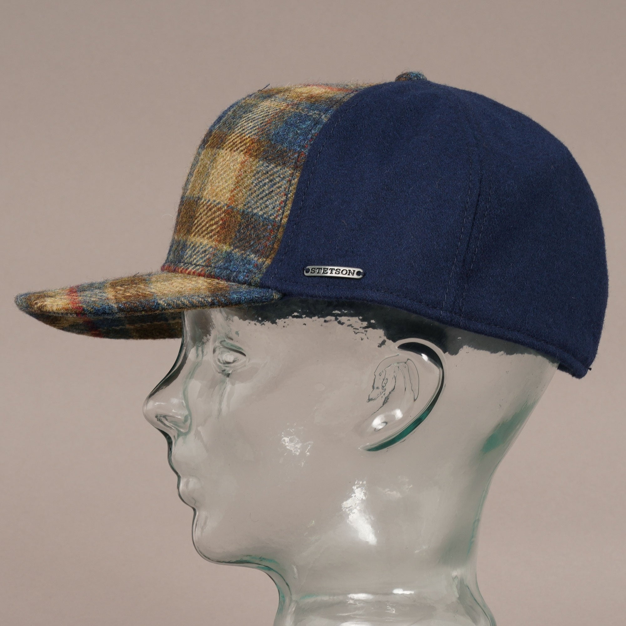 Stetson Hats Virgin Wool Trucker Cap - Blue Check