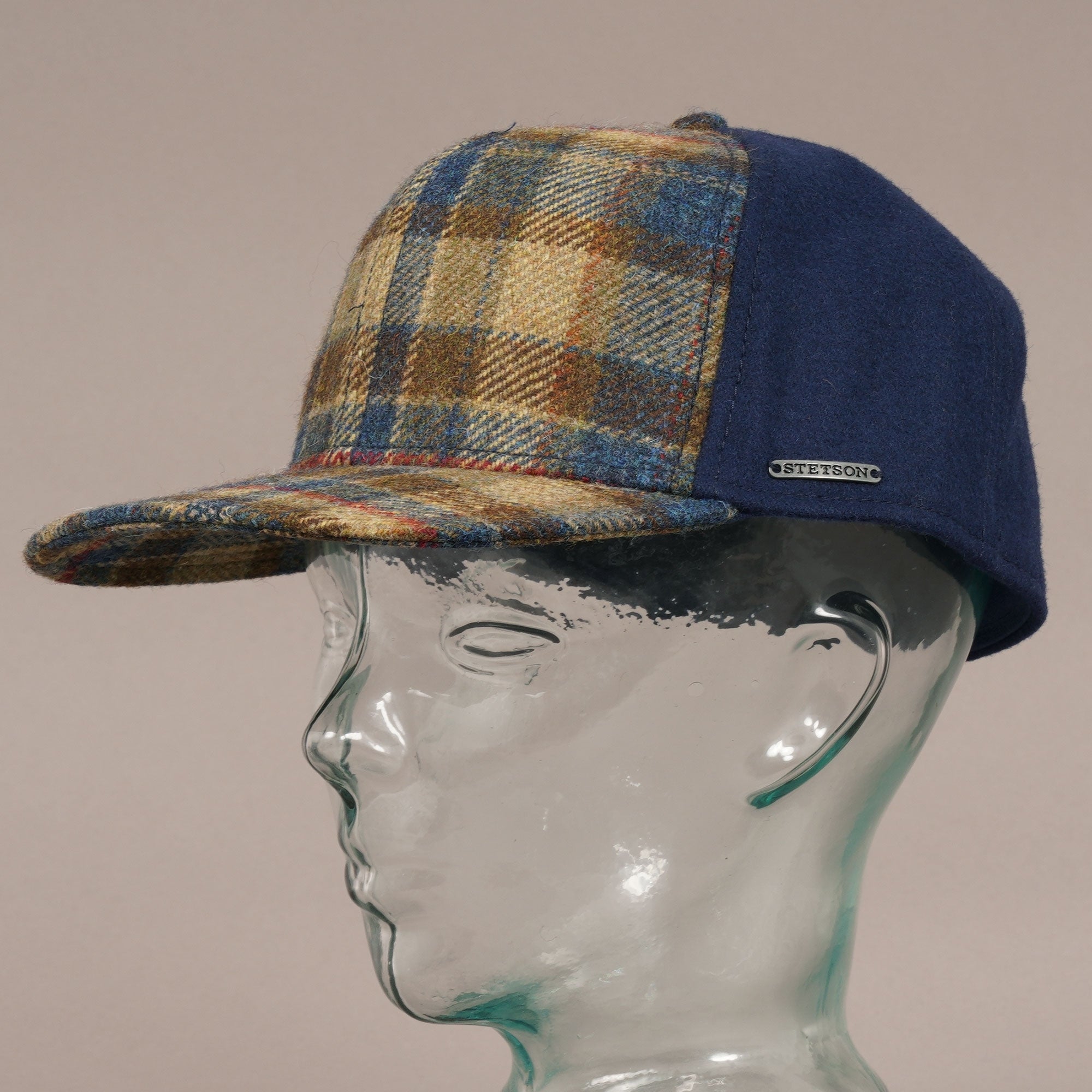 Stetson Hats Virgin Wool Trucker Cap - Blue Check