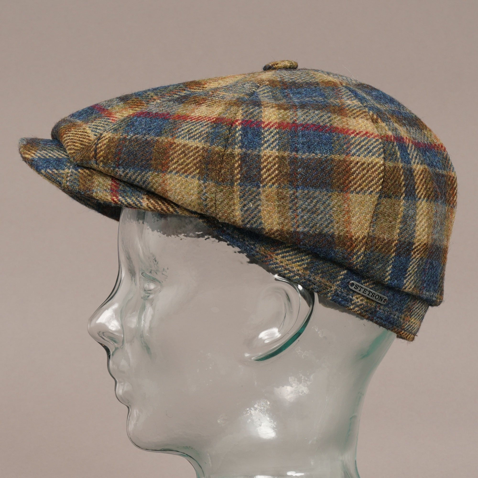 Stetson Hats Wool Check Hatteras Cap - Blue Check