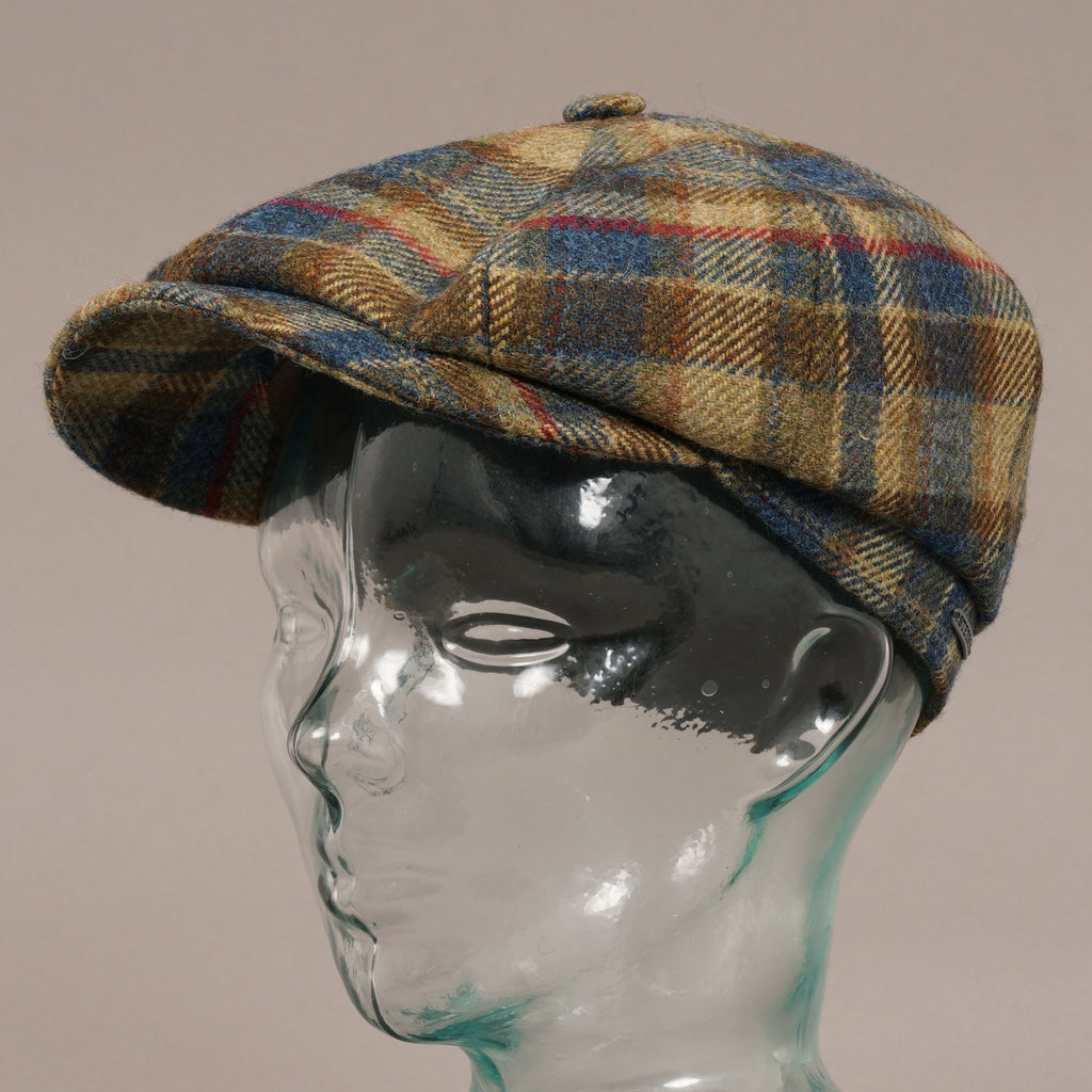 Hat Check Stetson Hats Wool Check Hatteras Cap - Blue Check – Stuarts London
