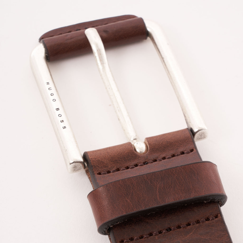 Boss Jily Leather Belt - Medium Brown
