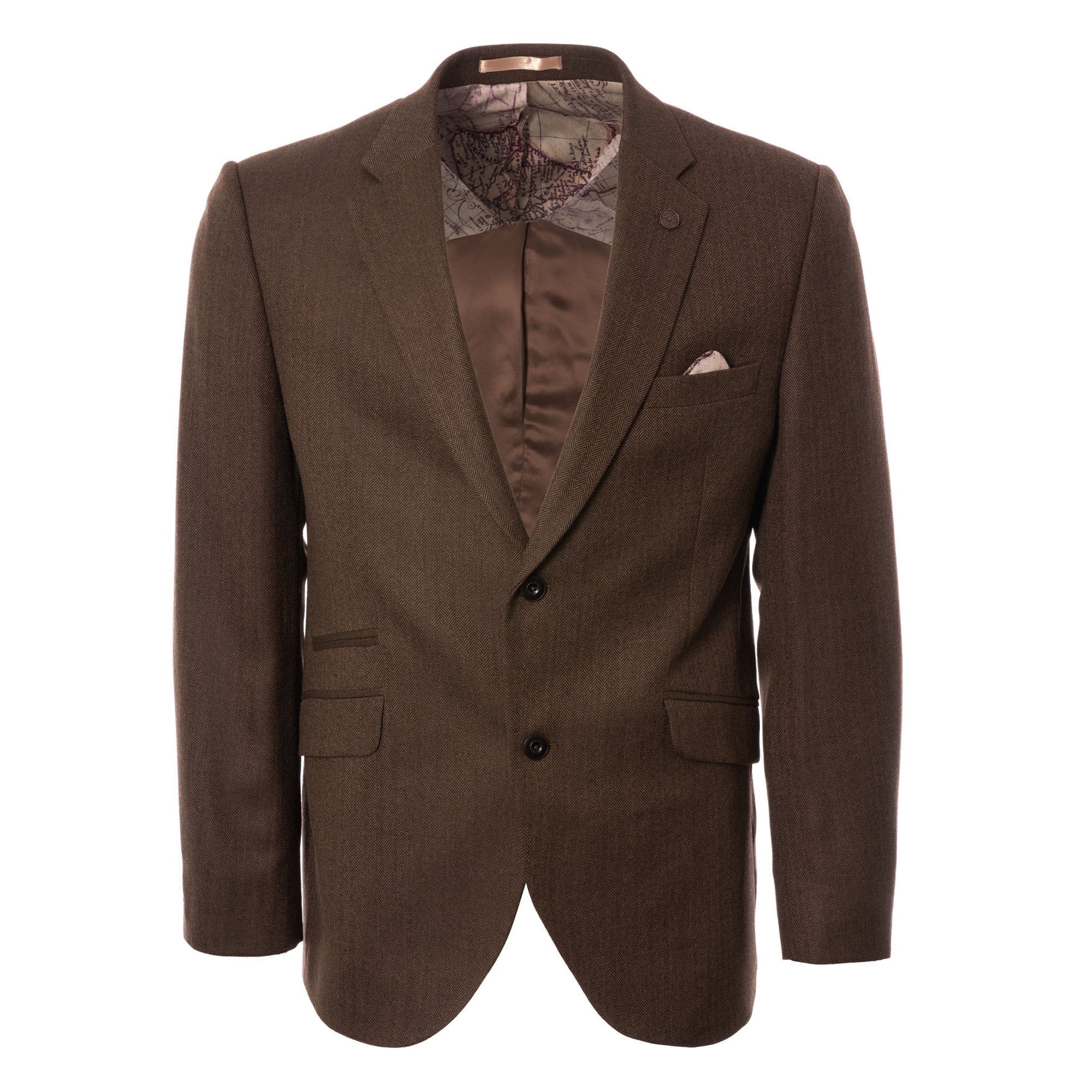 Gibson London Herringbone Blazer - Coffee