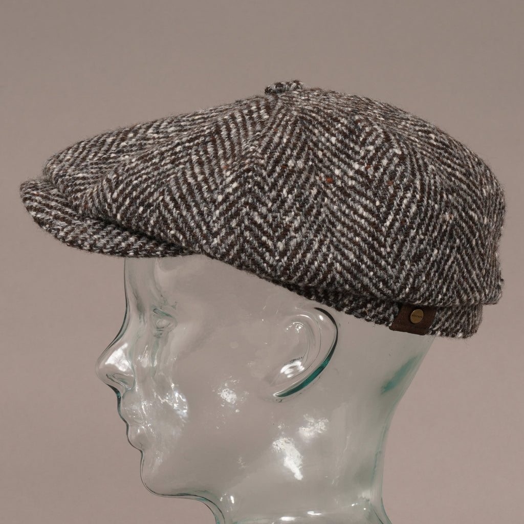 Stetson Hats Hatteras Virgin Flat Cap- Brown & White
