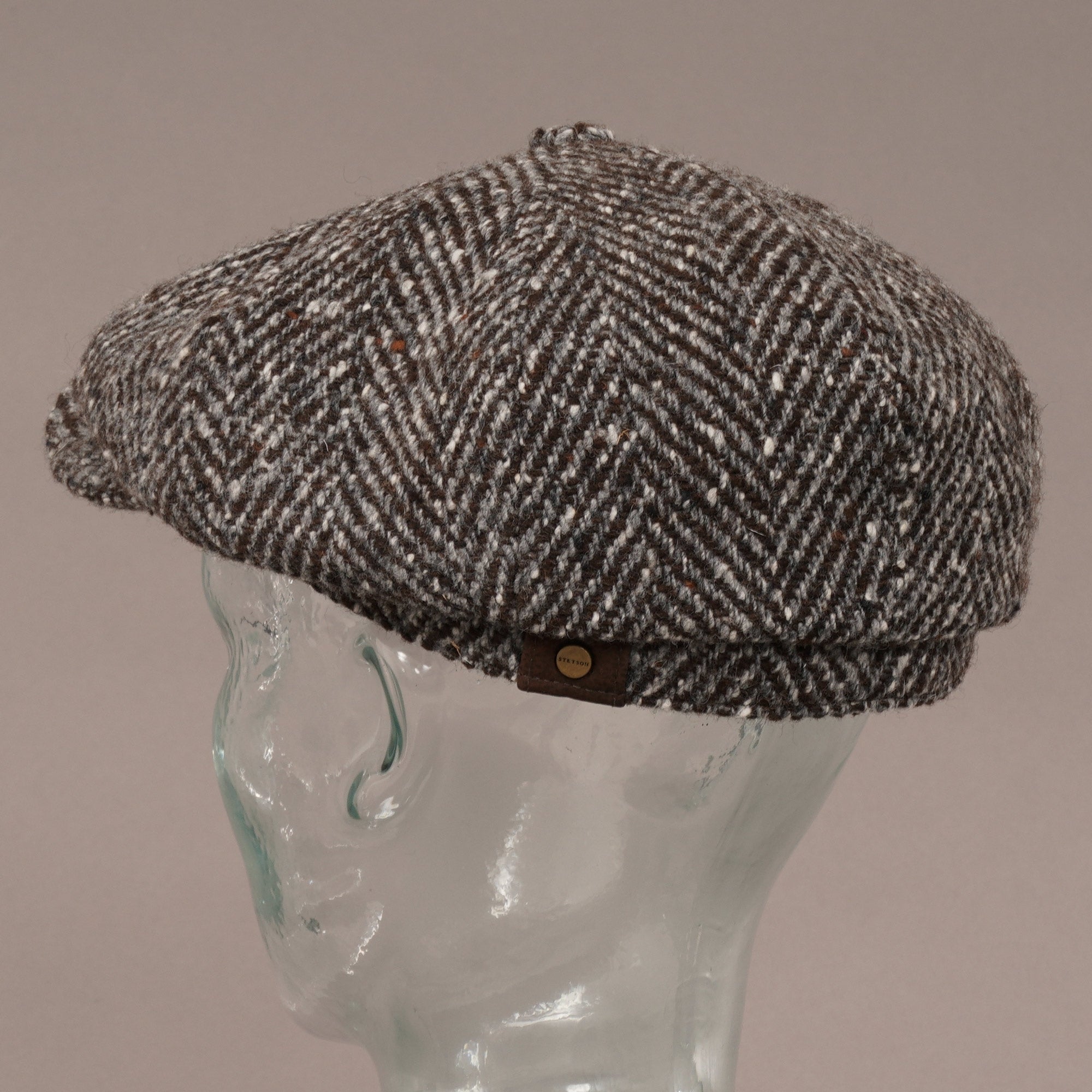 Stetson Hats Hatteras Virgin Flat Cap- Brown & White